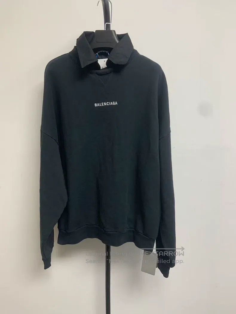 Balenciaga Balenciaga Collar Embroidered Drop Shoulder Long Sleeve Ho Size US S / EU 44-46 / 1 - 1 Thumbnail
