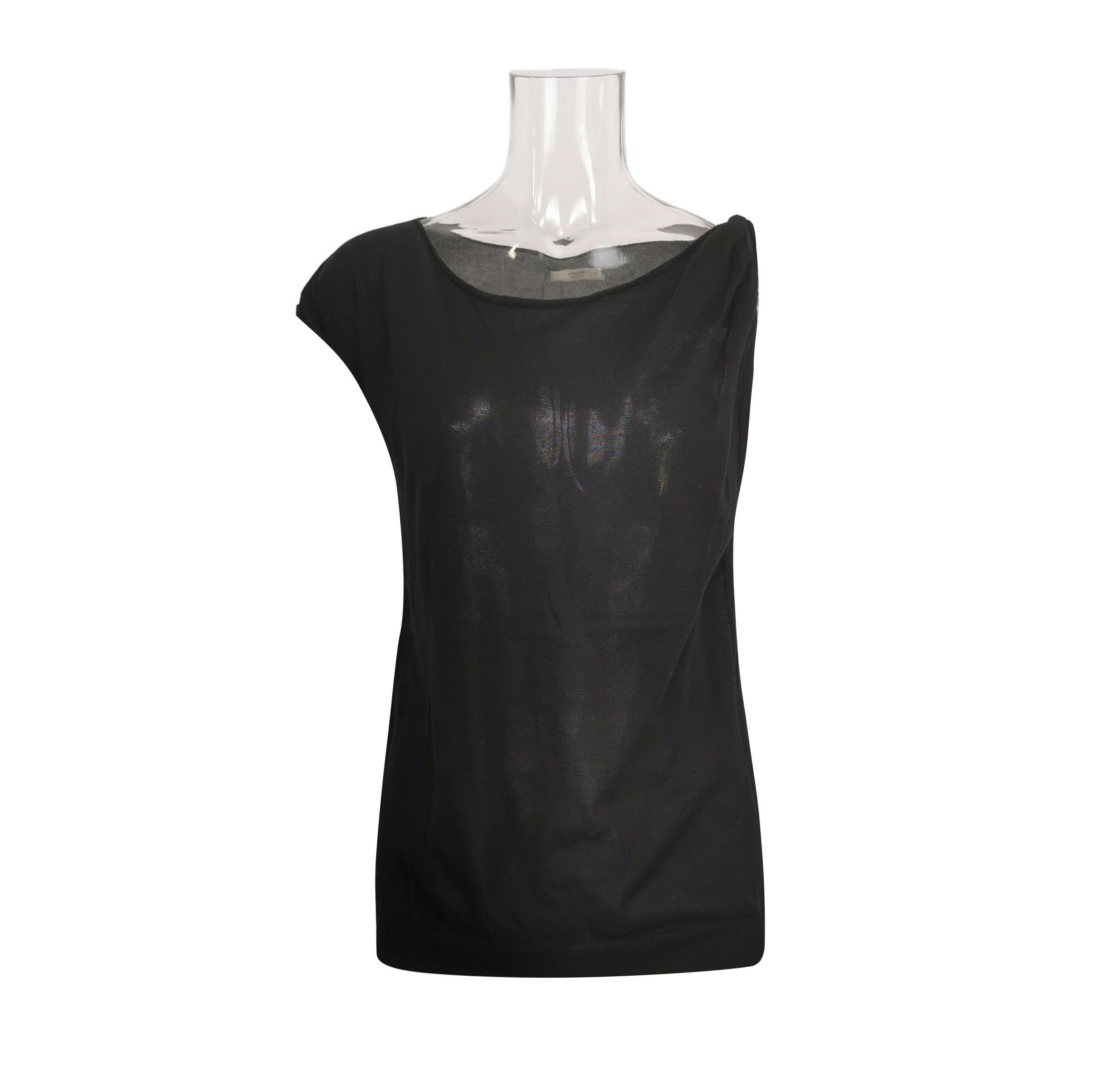 Prada Prada Black Cotton Knit Top for Women 0089 Size L / US 10 / IT 46 - 1 Thumbnail