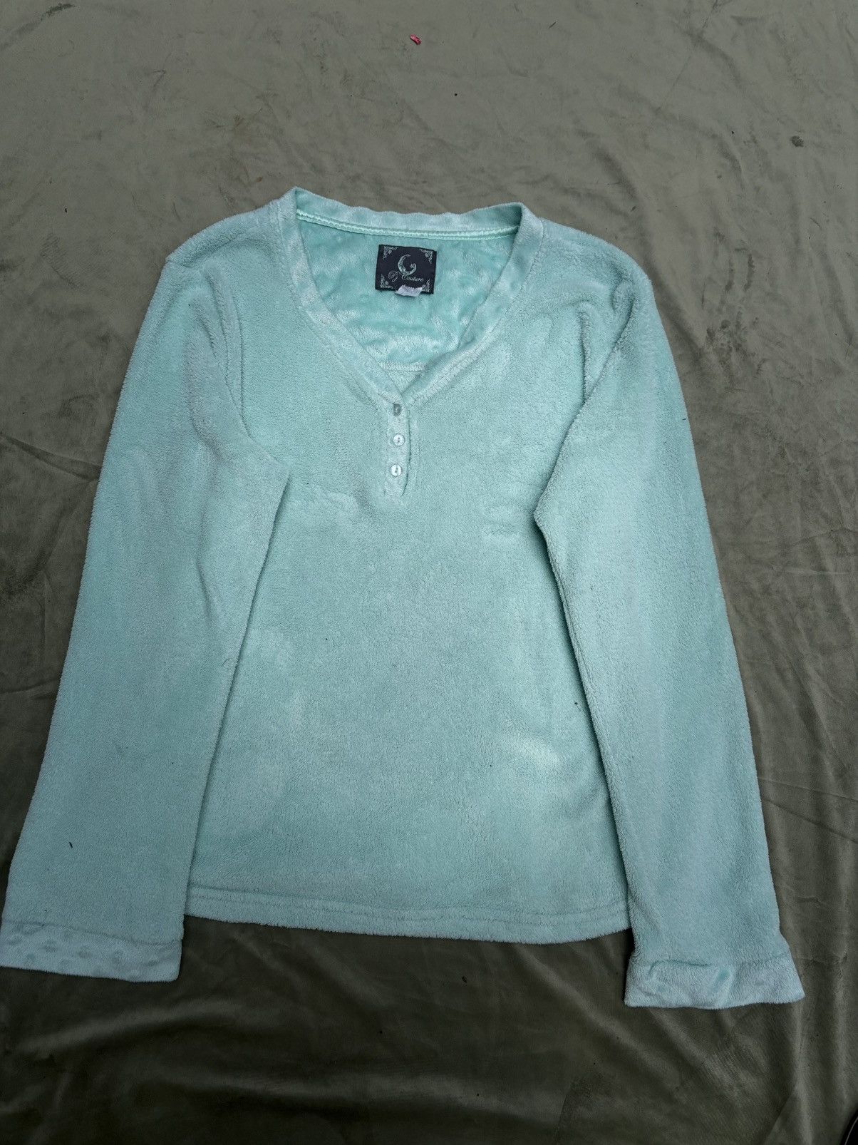 Other PJ Couture Mint Green Fleece Henley Size L / US 10 / IT 46 - 1 Thumbnail
