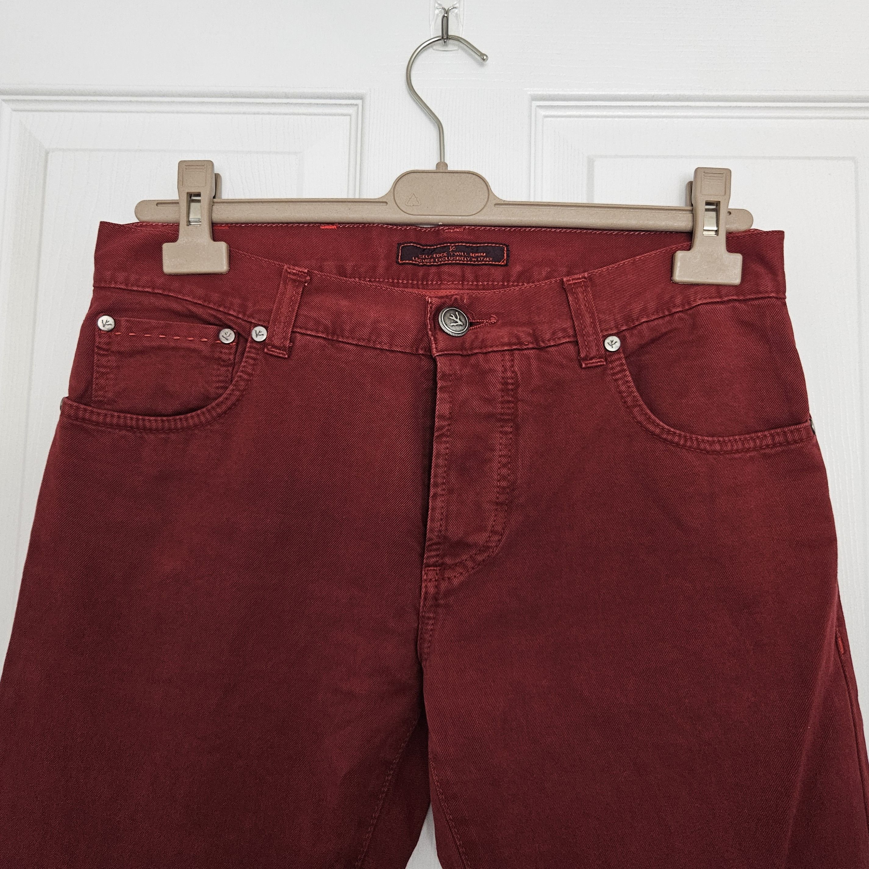 Isaia Isaia Burgundy 5-Pocket Cotton Jeans – Size 32 (48 EU) Size US 32 / EU 48 - 3 Thumbnail