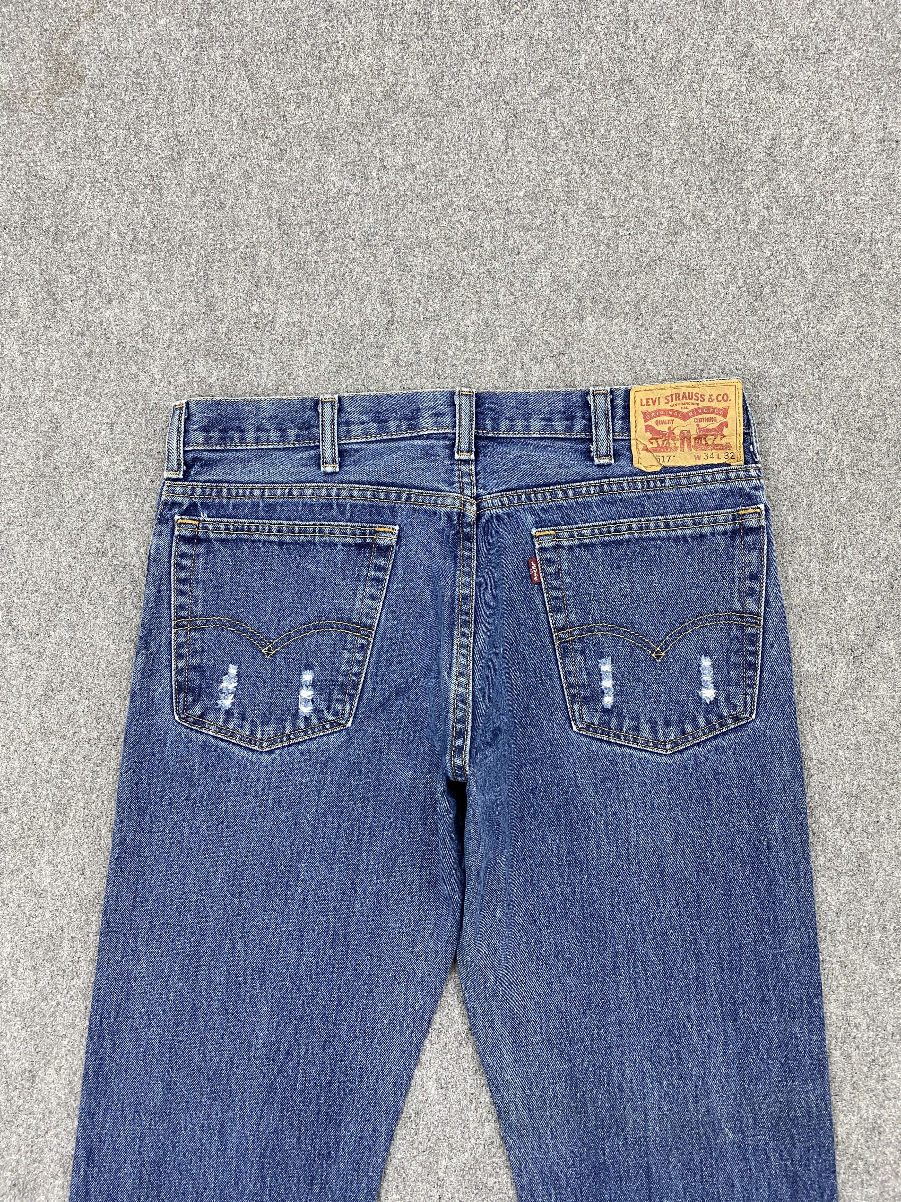 Levi's × Vintage Vintage Levi's 517 Flare Bootcut Distressed Denim Jeans Size US 33 - 4 Thumbnail