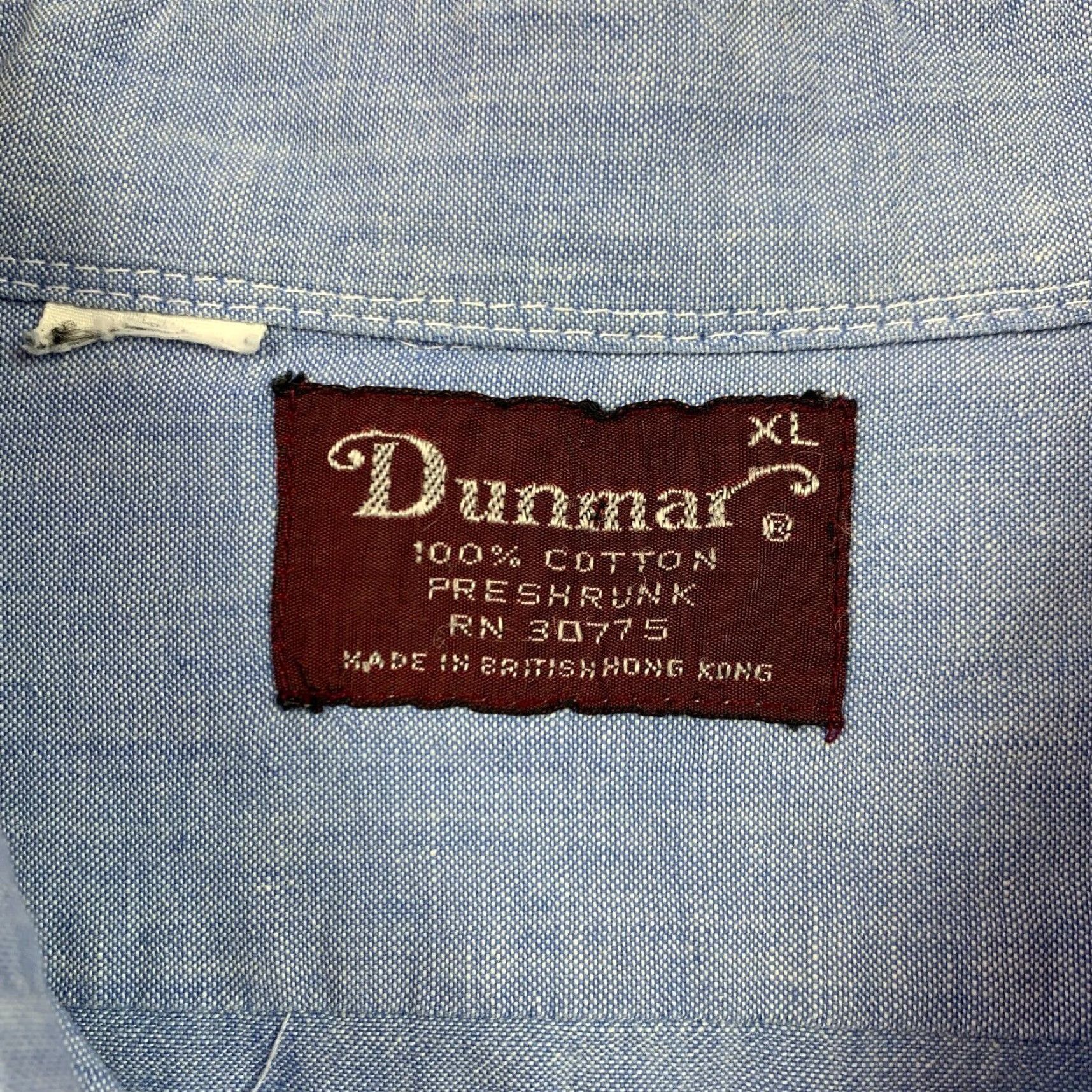 Denime VINTAGE 1950s Dunmar Chambray Denim Blue Button Up Shirt XL Well Worn Size US XL / EU 56 / 4 - 5 Thumbnail