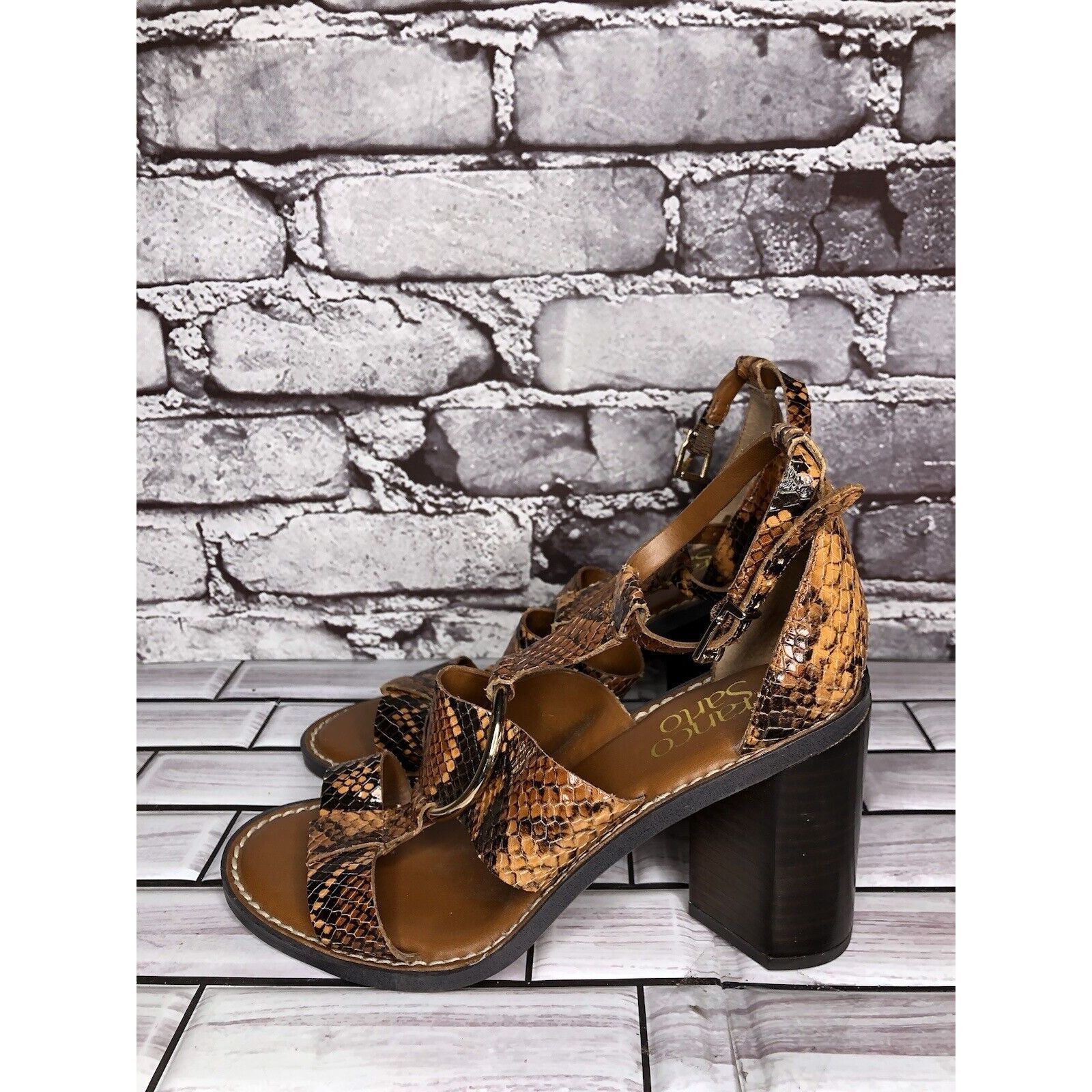 Other Franco Sarto Dandelion Snake Print Ankle Strappy Brown Leath Size US 6 / IT 36 - 6 Thumbnail