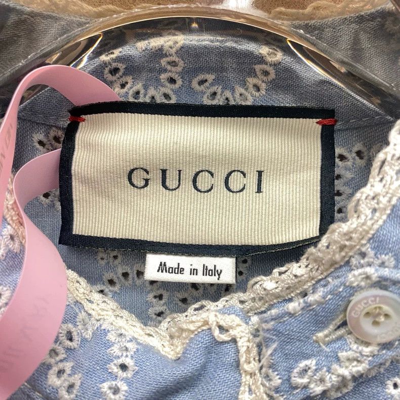 Gucci Gucci Light blue embroidered full-print long-sleeved dress Size S / US 4 / IT 40 - 3 Thumbnail