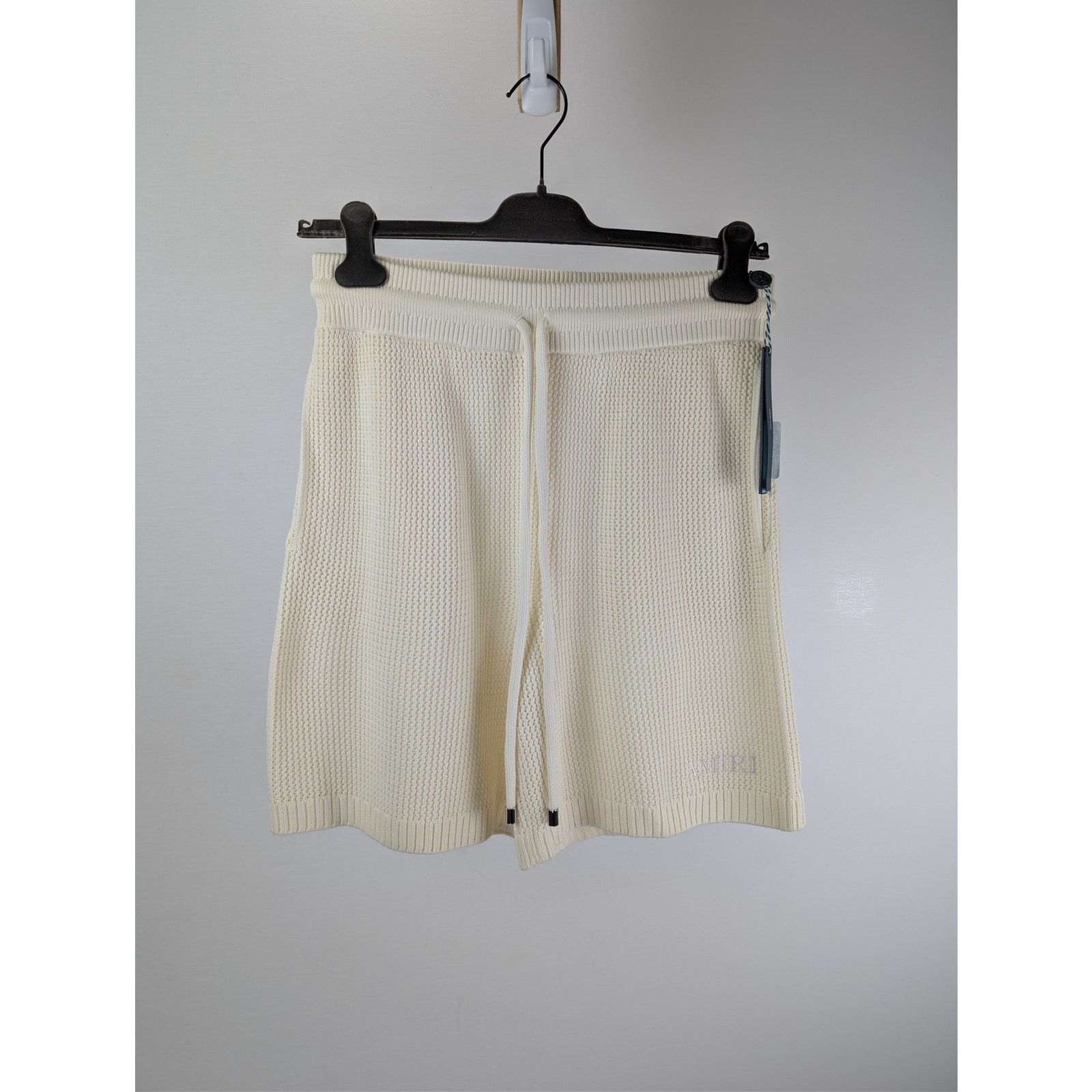 Amiri o1rshd1 Amiri Crochet Mesh Short Shorts in Ivory Size US 30 / EU 46 - 1 Thumbnail