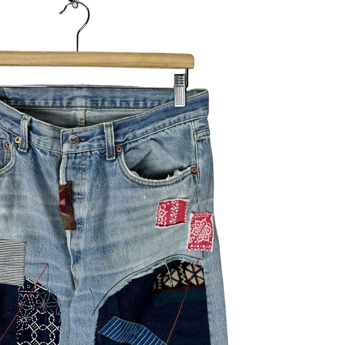 Levi's ☀️80s LEVI’S 501 PATCHWORK DENIM JEANS PANTS Size US 32 / EU 48 - 5 Thumbnail