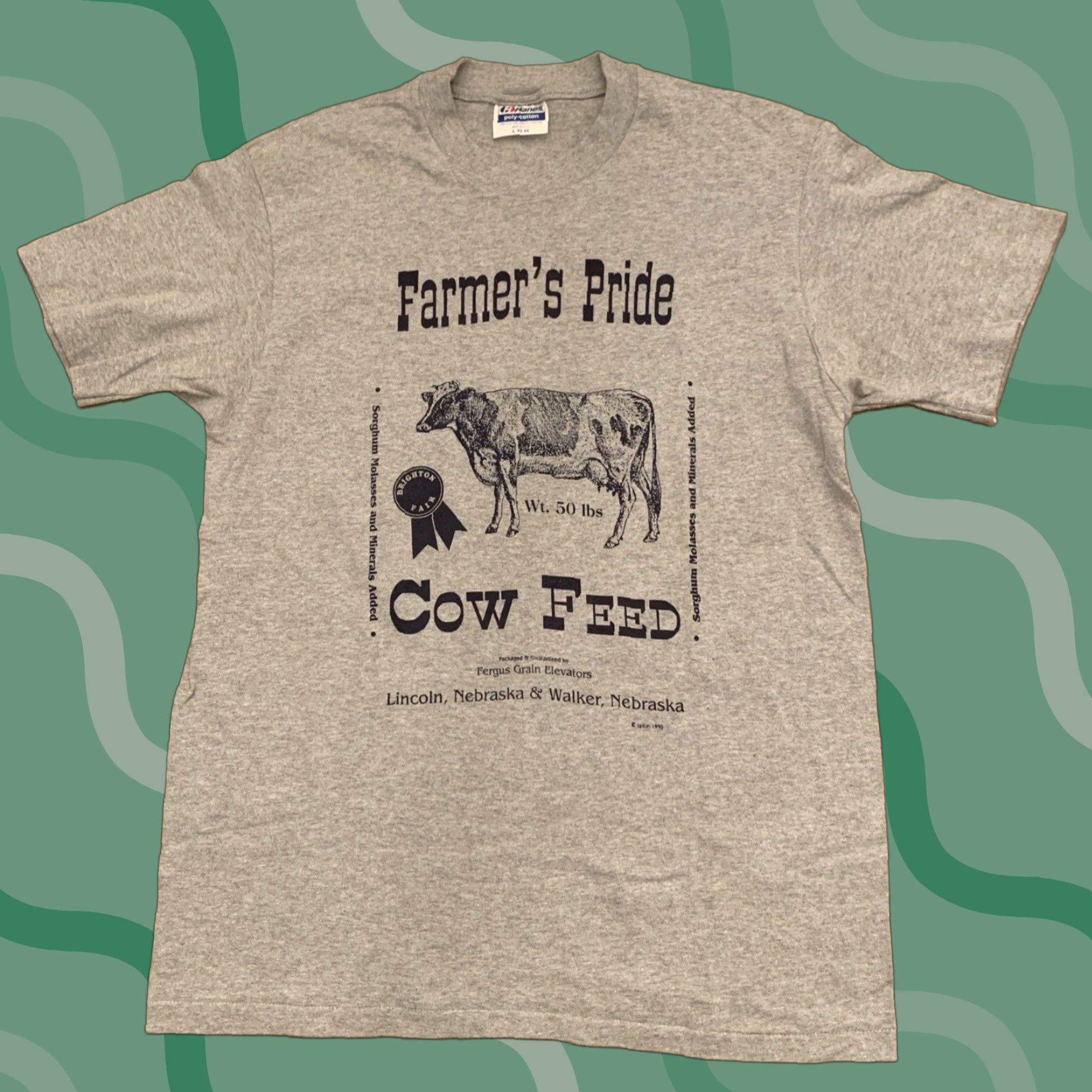 Hanes VINTAGE Farmer’s Pride T-Shirt Lincoln Walker Nebraska Brighton Fair Cow Feed Gray Size L Mens Size US L / EU 52-54 / 3 - 1 Thumbnail