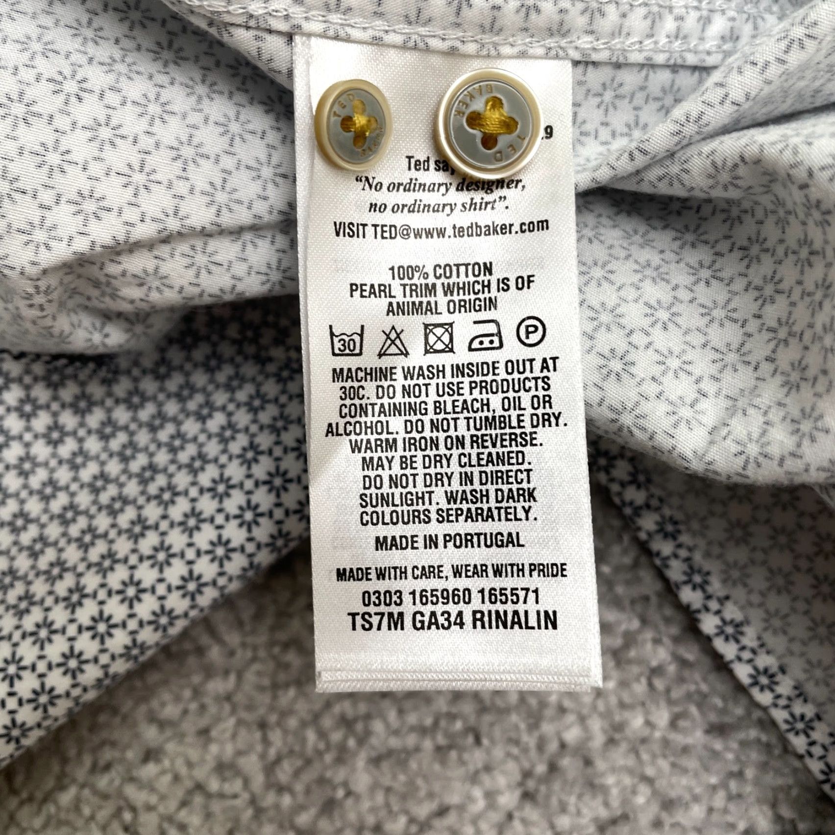 Ted Baker Ted Baker Shirt Mens Button-Up Geometric Multicolor 6 White Black Floral Cotton Regular Short Sleeve/Ted Baker TS7M Rinalin Button Down Size US S / EU 44-46 / 1 - 6 Thumbnail