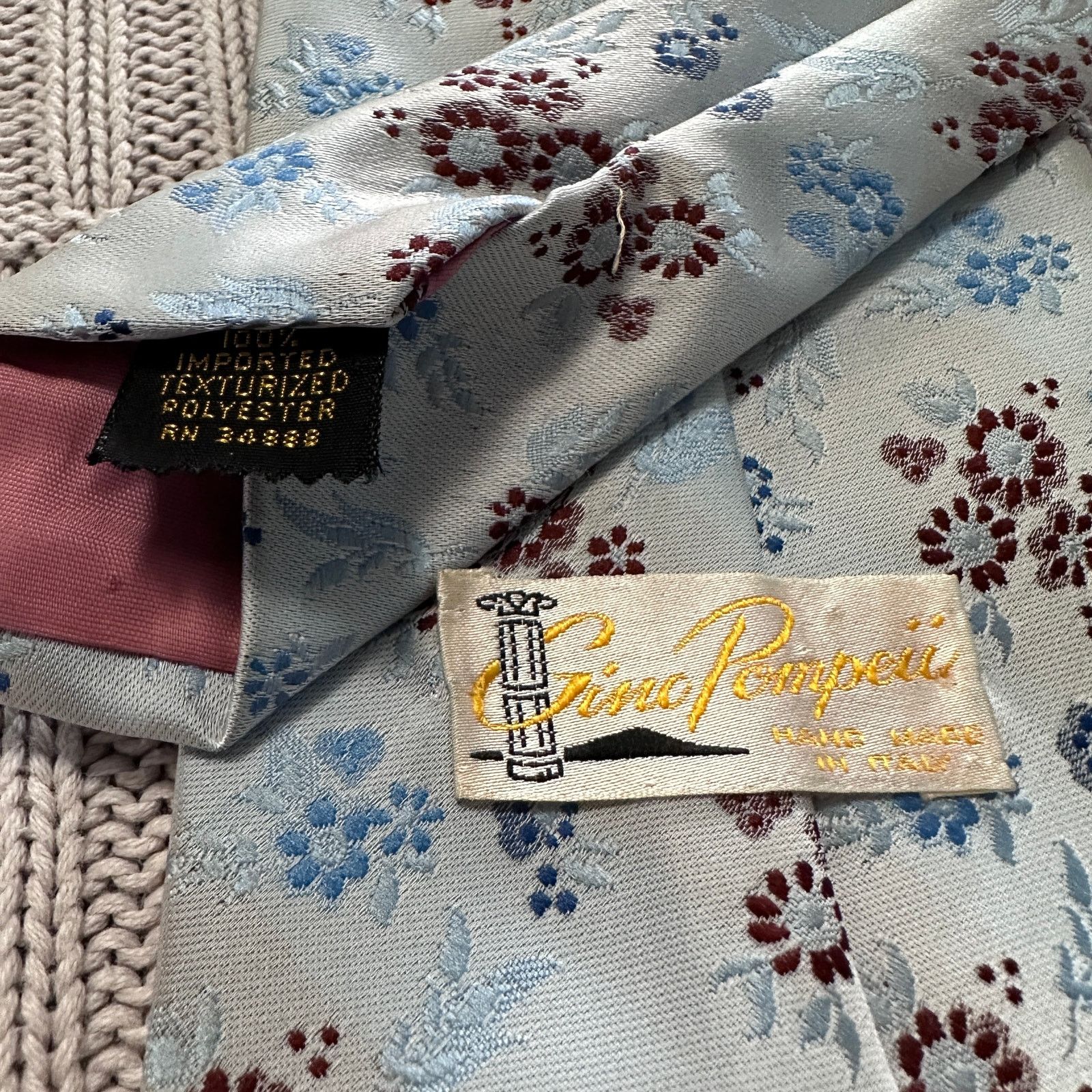 Vintage Vintage Gino Pompeii blue flower print tie Size ONE SIZE - 3 Thumbnail