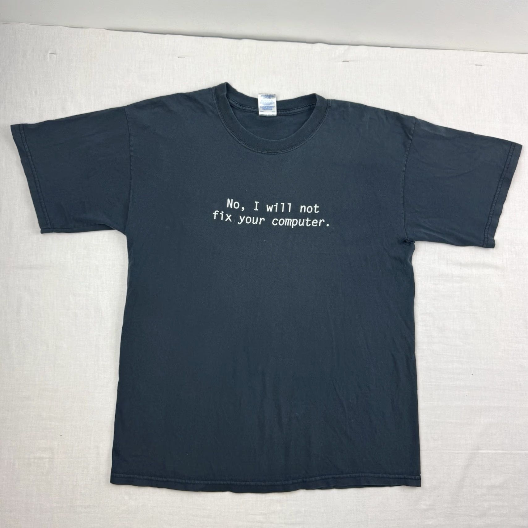 Gildan Vintage Gildan Black Funny Computer T-Shirt Adult Large Geek Y2K 90s Meme Mens Size US L / EU 52-54 / 3 - 2 Thumbnail