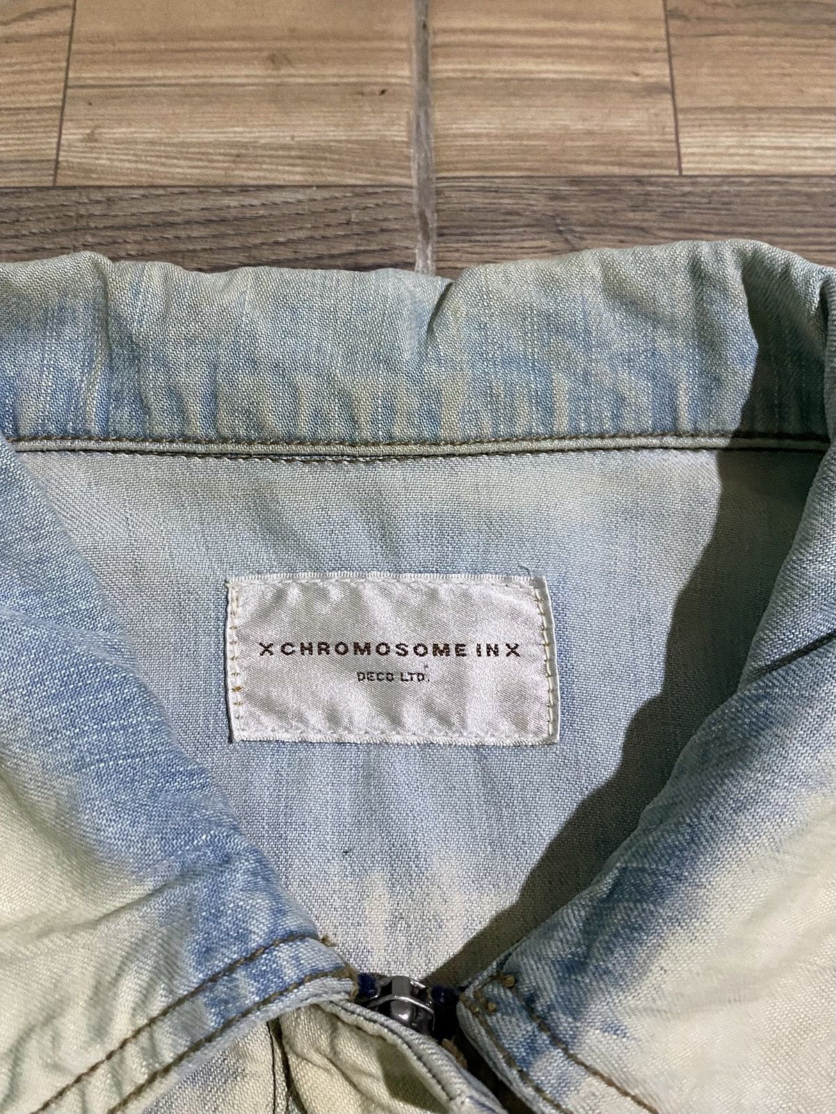 Le Grande Bleu (L.G.B.) X CHROMOSOME IN X ZIP DENIM JACKET BLUE WASH FADED Size ONE SIZE - 5 Thumbnail