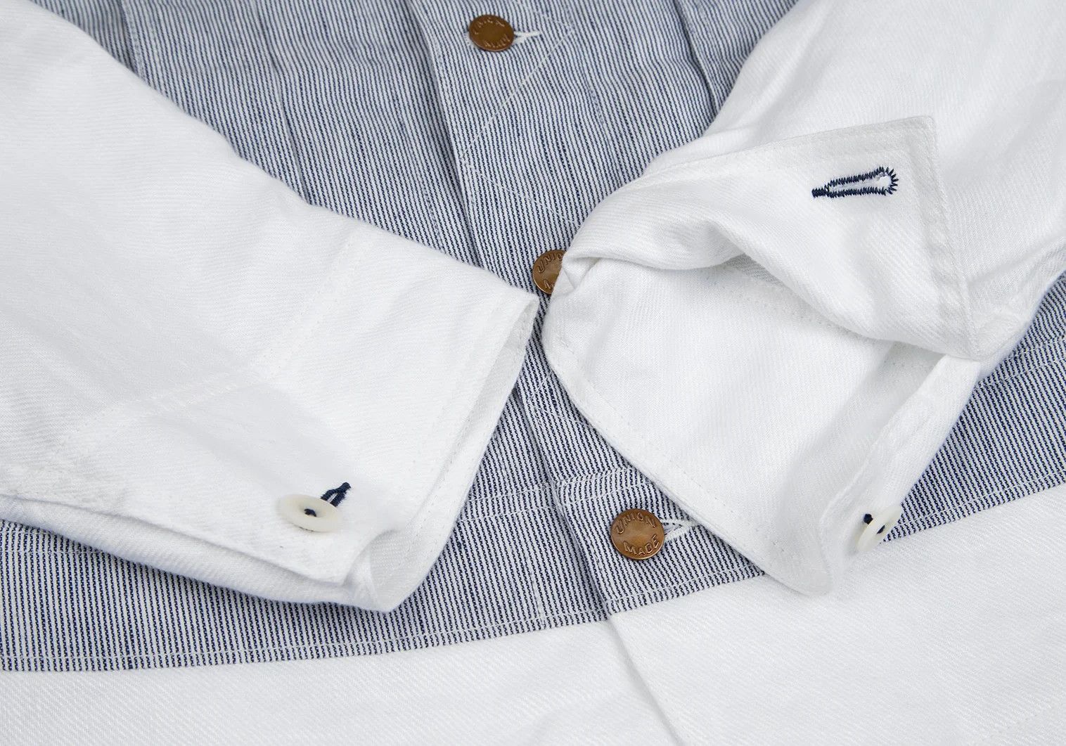 Junya Watanabe Hickory G-Jacket with Linen Switch in Blue and White XS Size US XS / EU 42 / 0 - 6 Thumbnail
