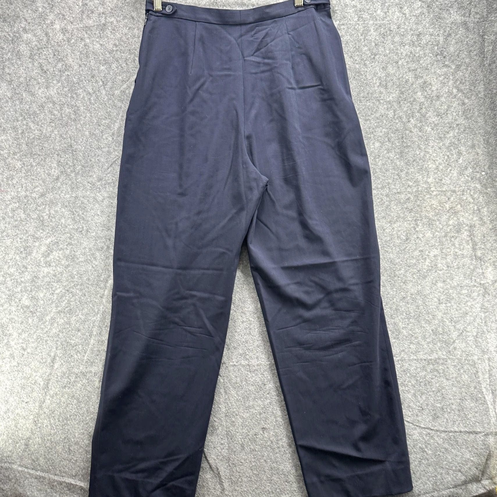 Giorgio Armani Giorgio Armani Le Collezioni Pants Womens 10 Navy Wool Pleated Tapered Zip Lined Pockets Workwear Made in Italy Size 32" / US 10 / IT 46 - 2 Thumbnail