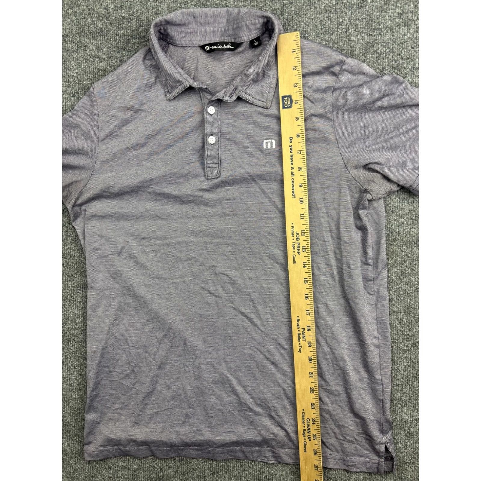 TravisMathew Travis Mathew Polo Shirt Mens Large Gray Striped Golf Performance Casual Size US L / EU 52-54 / 3 - 4 Thumbnail