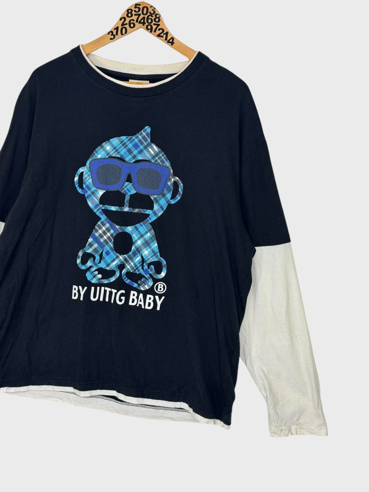 Japanese Brand Uittg Baby Double Check Hyper Primates Longsleeve Size US XL / EU 56 / 4 - 4 Thumbnail