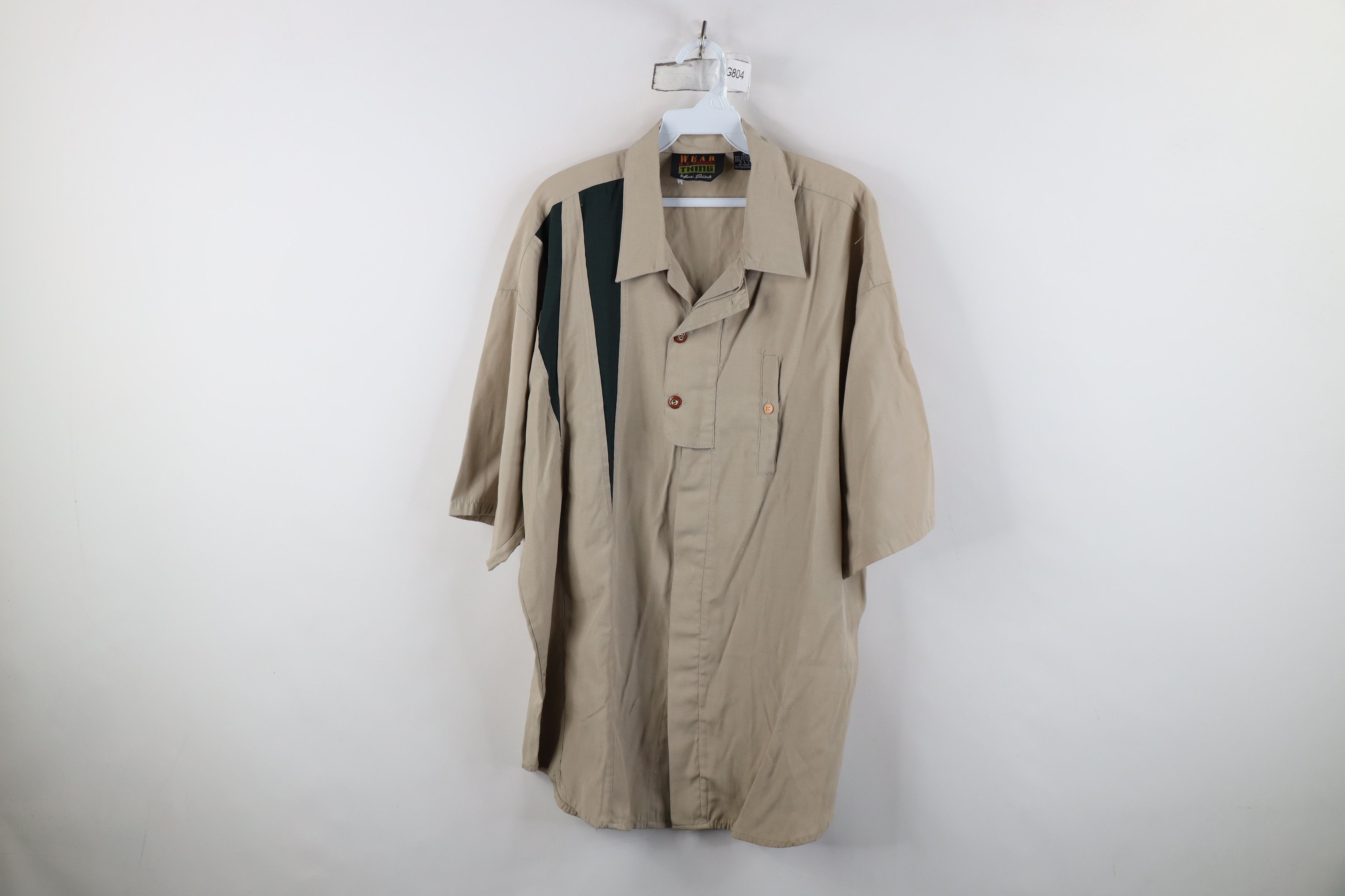 Vintage Vintage 90s Rockabilly Baggy Collared Button Shirt Beige Size US XL / EU 56 / 4 - 1 Thumbnail
