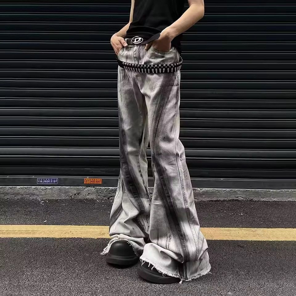 Jean Y2k Washed Gradient Hombre Loose Flared Jeans Trousers Size US 34 / EU 50 - 5 Thumbnail