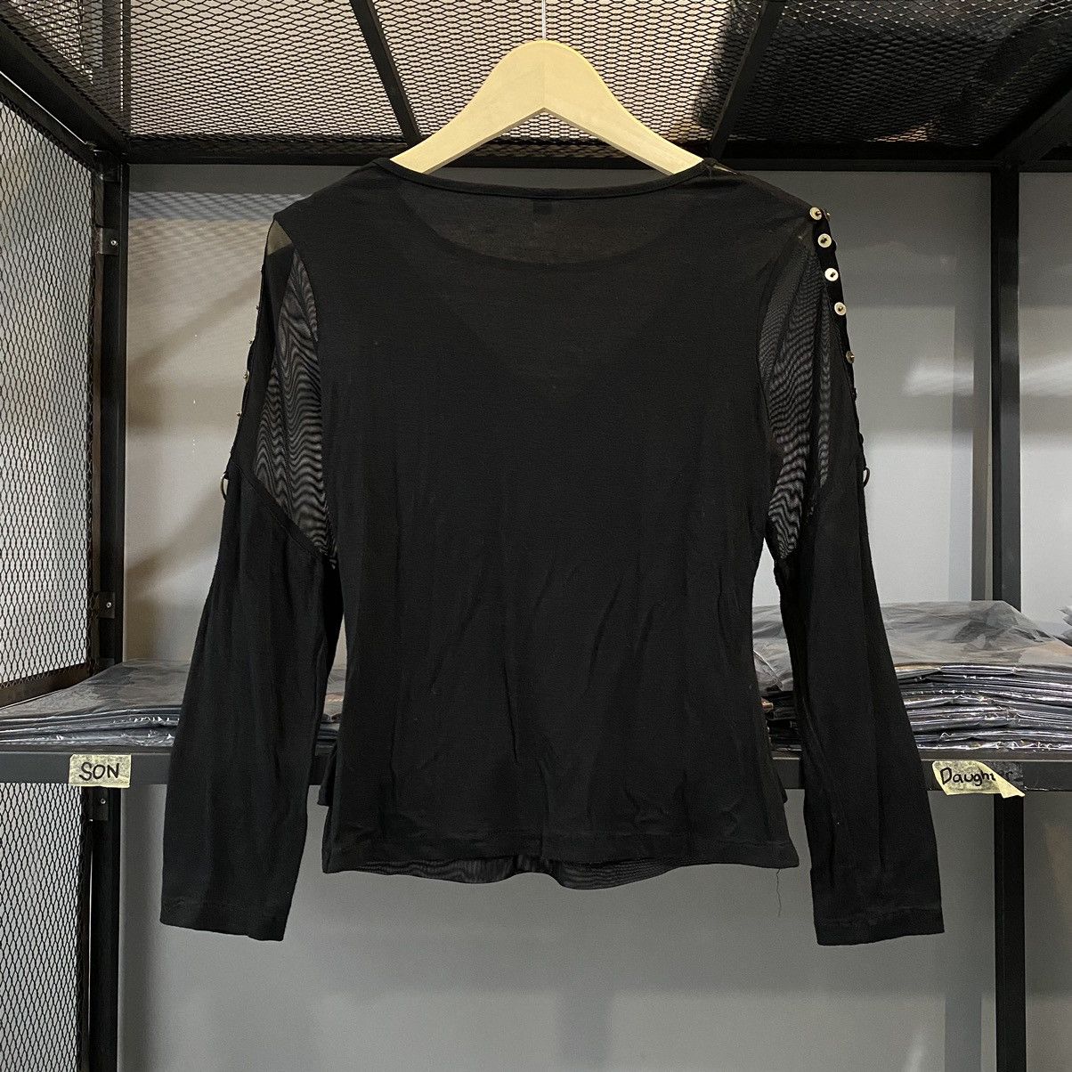 Japanese Brand Black Studded Ruched Mesh Double Layer Punk Goth Grunge Top Size M / US 6-8 / IT 42-44 - 15 Thumbnail