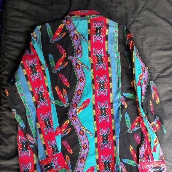 Wrangler Vintage Wrangler Aztec Feathers Brushpopper Western Shirt Size US XL / EU 56 / 4 - 6 Thumbnail