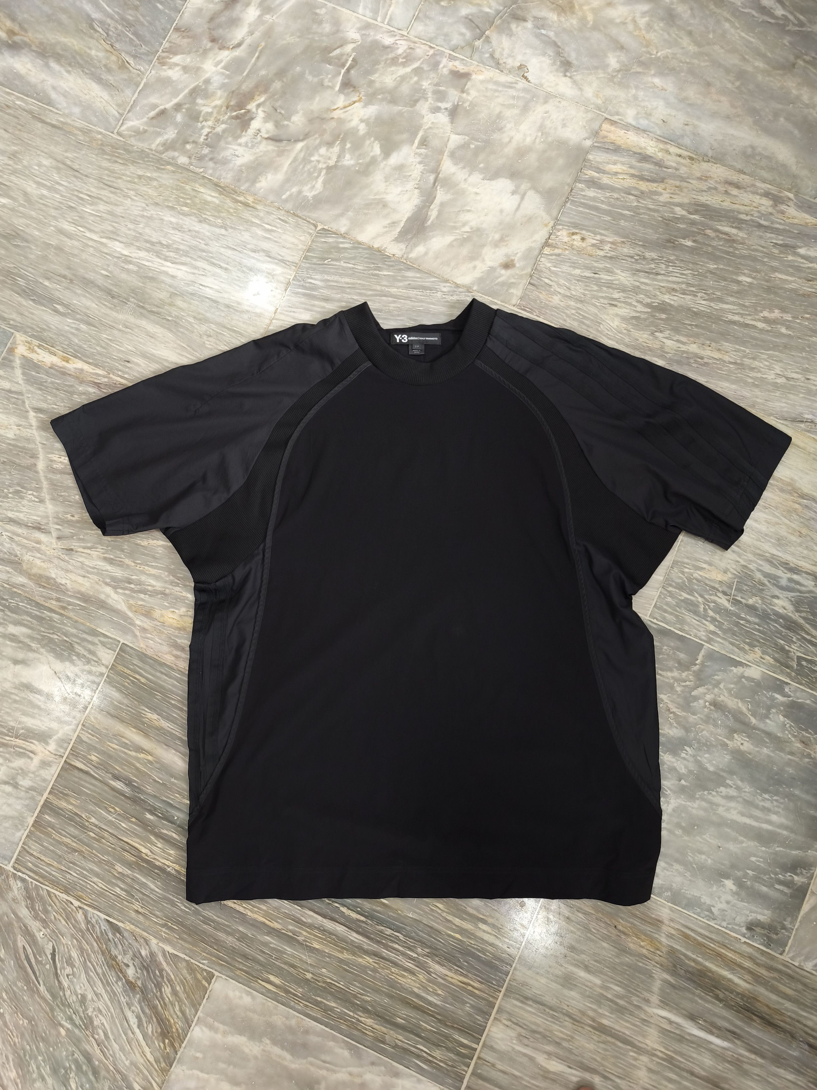 Y-3 Y-3 Stretch Nylon Switching Design T Shirt Black Size US S / EU 44-46 / 1 - 1 Thumbnail