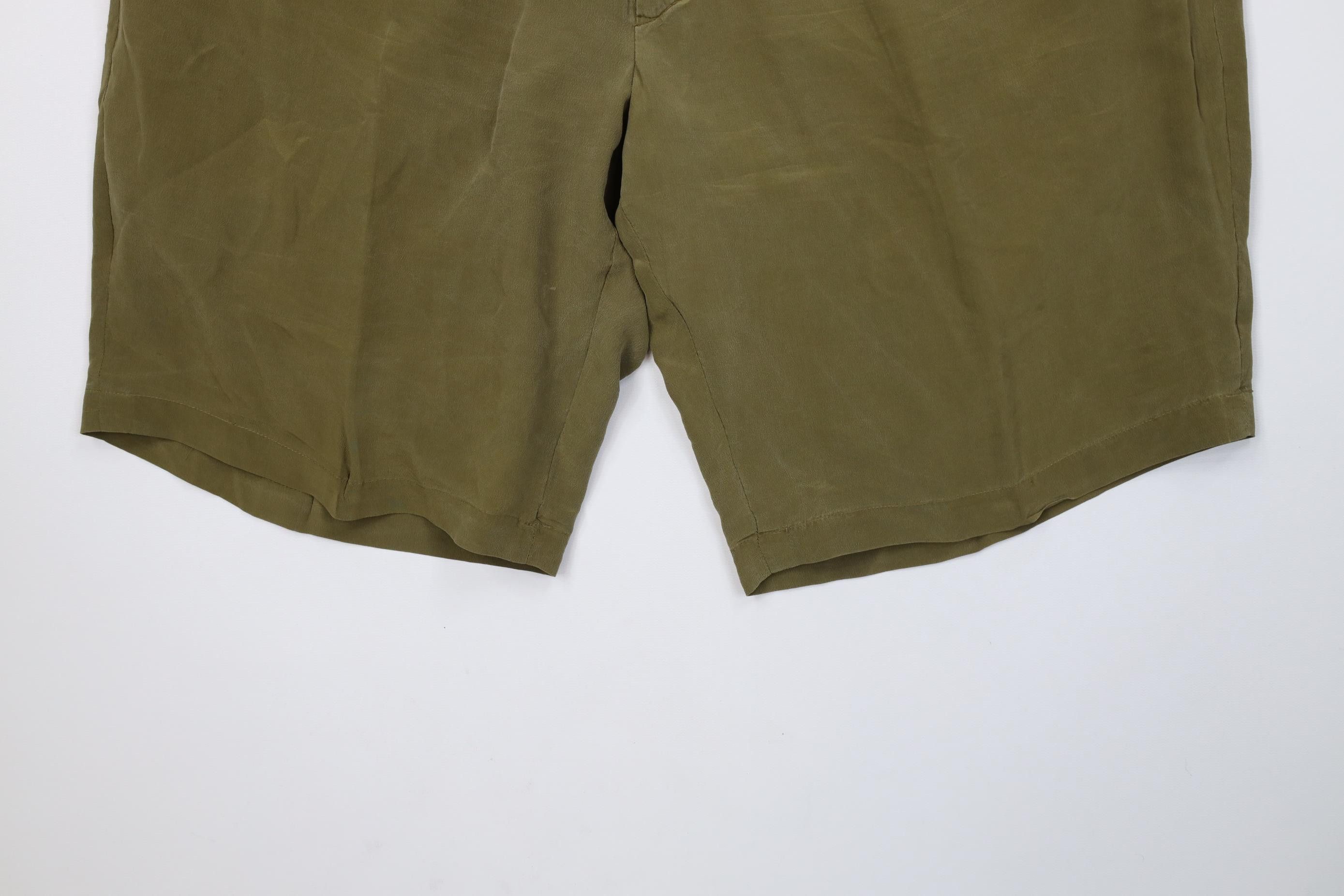Vintage Vintage 90s Streetwear Above Knee Silk Pleated Shorts Green Size US 34 / EU 50 - 4 Thumbnail