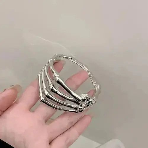 Jewelry x Skulls Skeleton Hand Cuff Bracelet in Silver, Men's