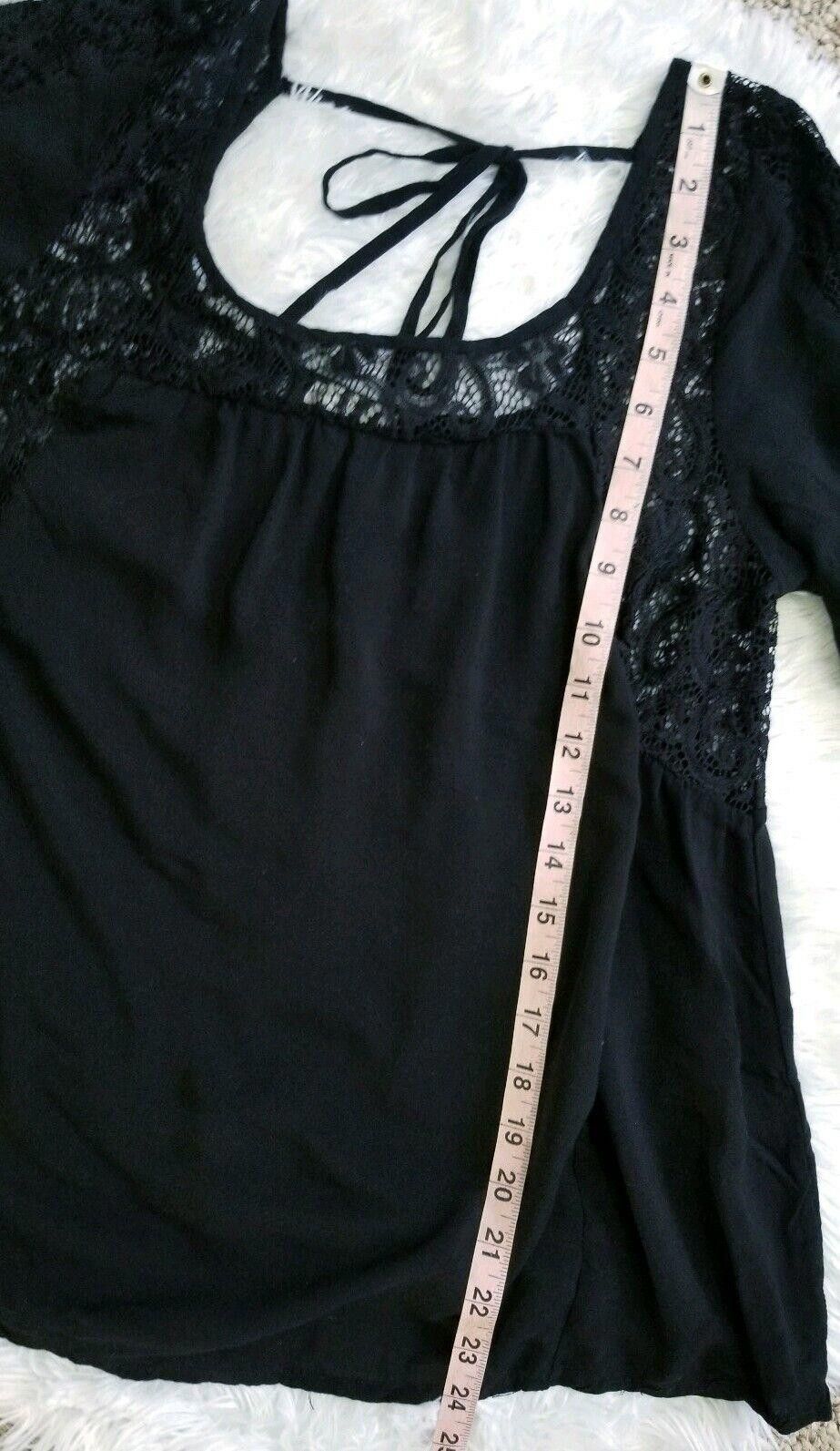 Designer Jodifl Top Medium Black Lace Cut Outs 3/4 Sleeve Open Back Size M / US 6-8 / IT 42-44 - 7 Thumbnail