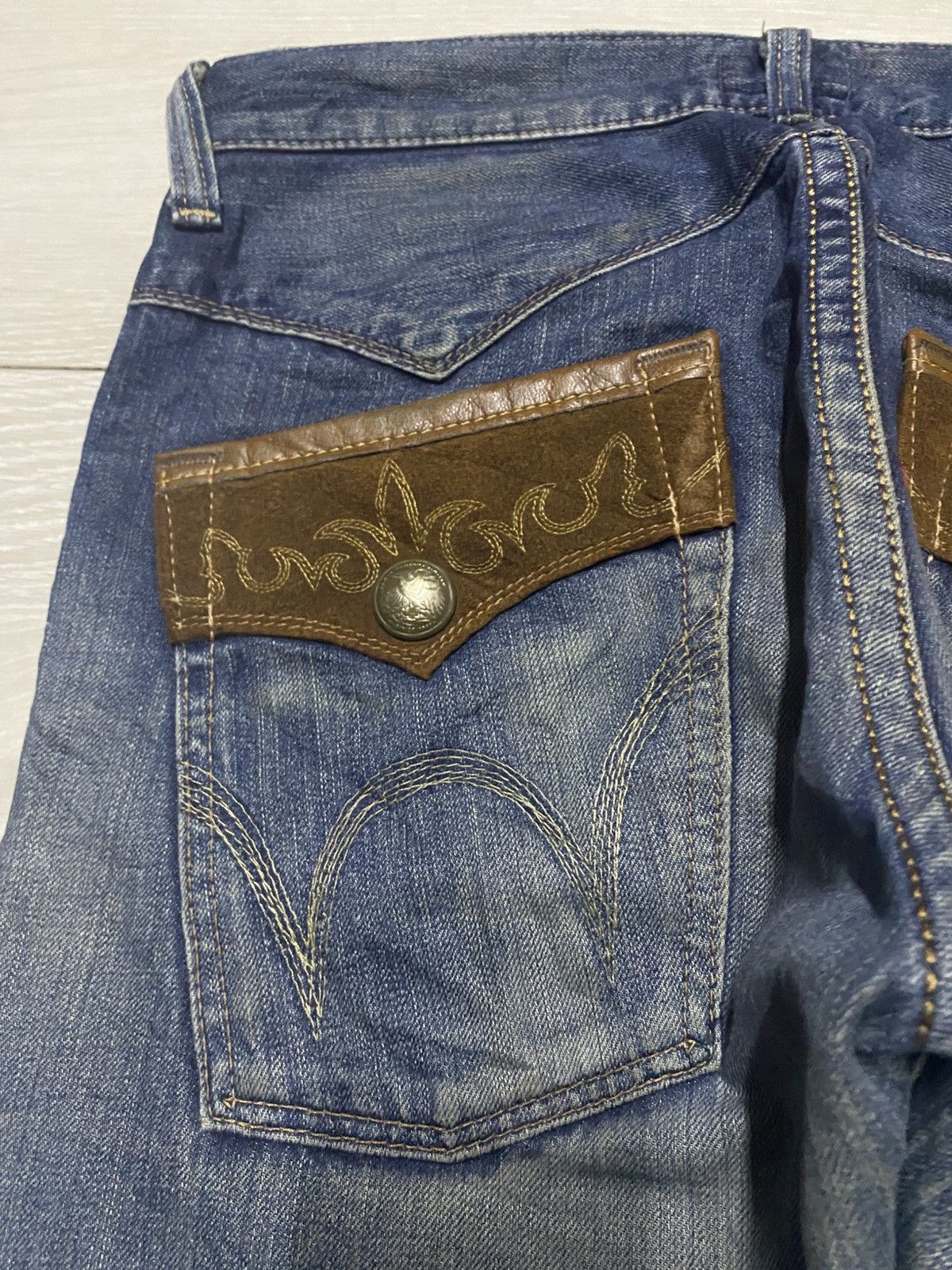 Junya Watanabe Edwin Exclusive Vintage Mud Wash Distressed Loose Jeans Size US 32 / EU 48 - 7 Thumbnail