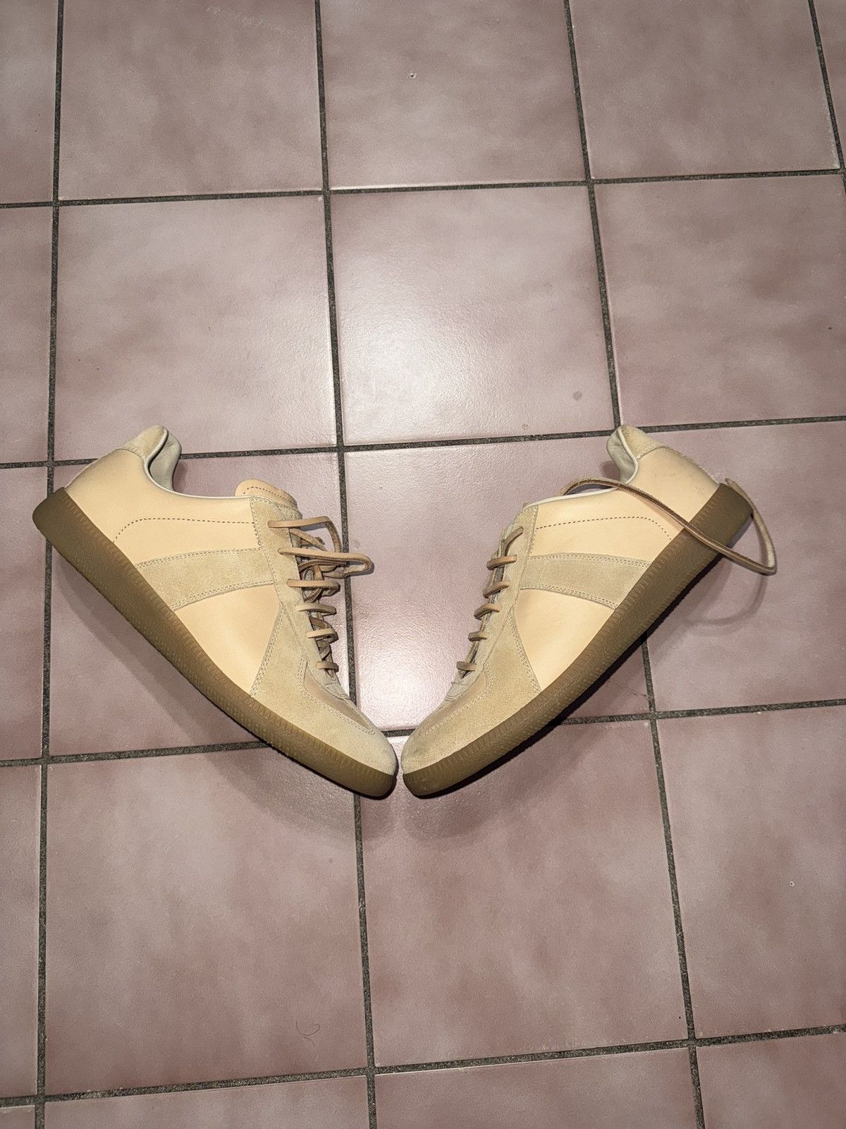 Maison Margiela Maison Margiela Natural Tan Leather Lace Gat Sneakers AW21 Size US 8 / EU 41 - 3 Thumbnail