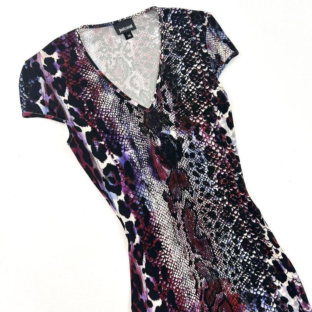 Cavalli animal print short sleeve bodycon dress
