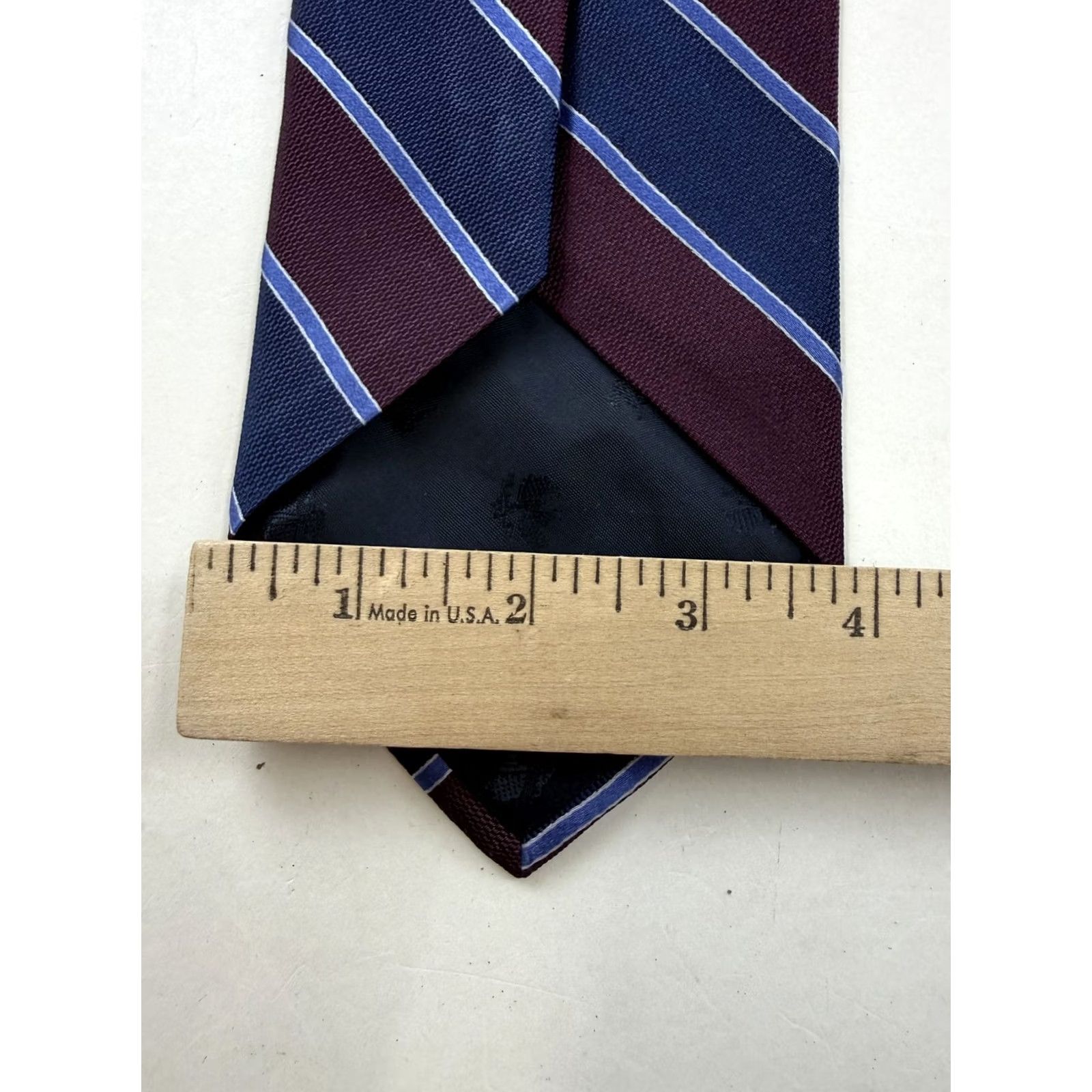 Brooks Brothers Brooks Brothers Makers Tie Mens One Size Blue Burgundy Silk Striped Made In USA Size ONE SIZE - 4 Thumbnail