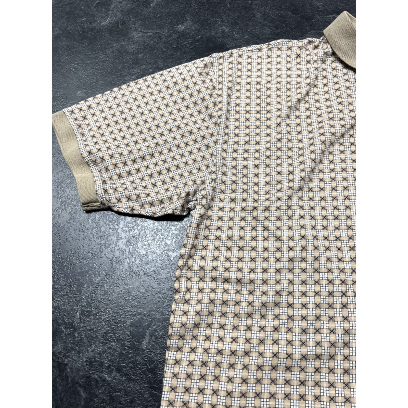 Murano Murano Polo Shirt Geometric Golf 100% Cotton Men’s XL Beige S/S Shirt Size US XL / EU 56 / 4 - 6 Thumbnail