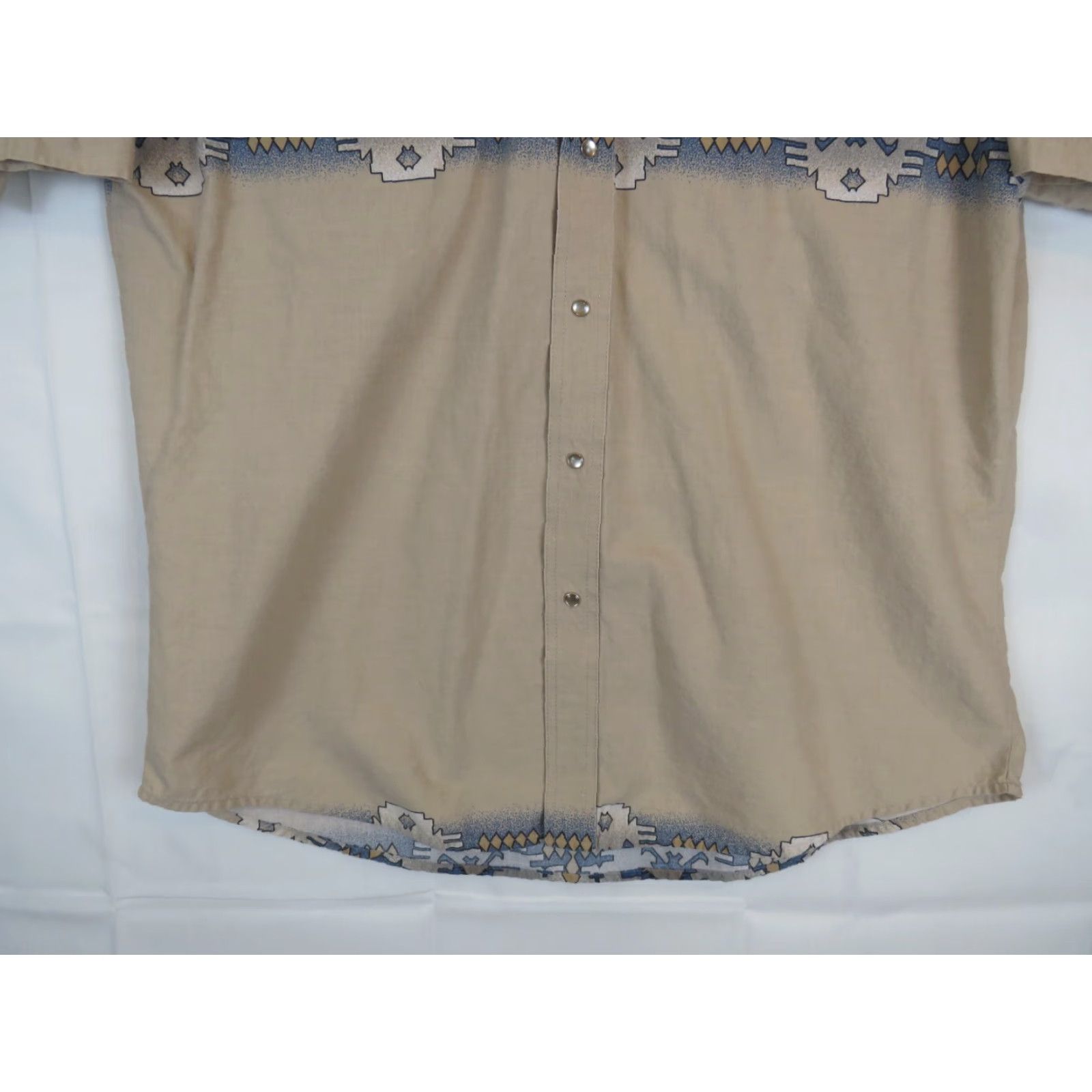Wrangler VINTAGE Wrangler Western wear XL plaid shirt, pearl snap, short sleeve, tan, 1990s, Men, Button-Up, Western Size US XL / EU 56 / 4 - 2 Thumbnail