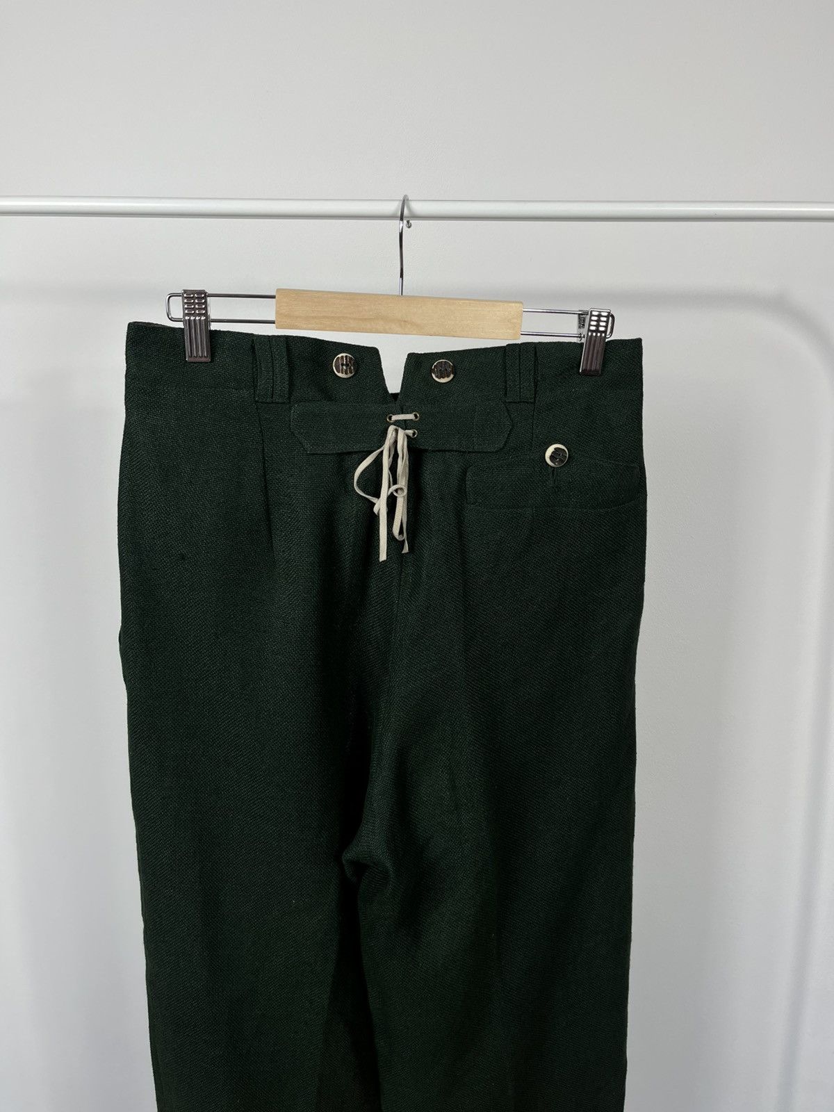 Vintage Amann Austria Green Linen Trousers High Waist Tyrolean Pants Size US 30 / EU 46 - 2 Thumbnail