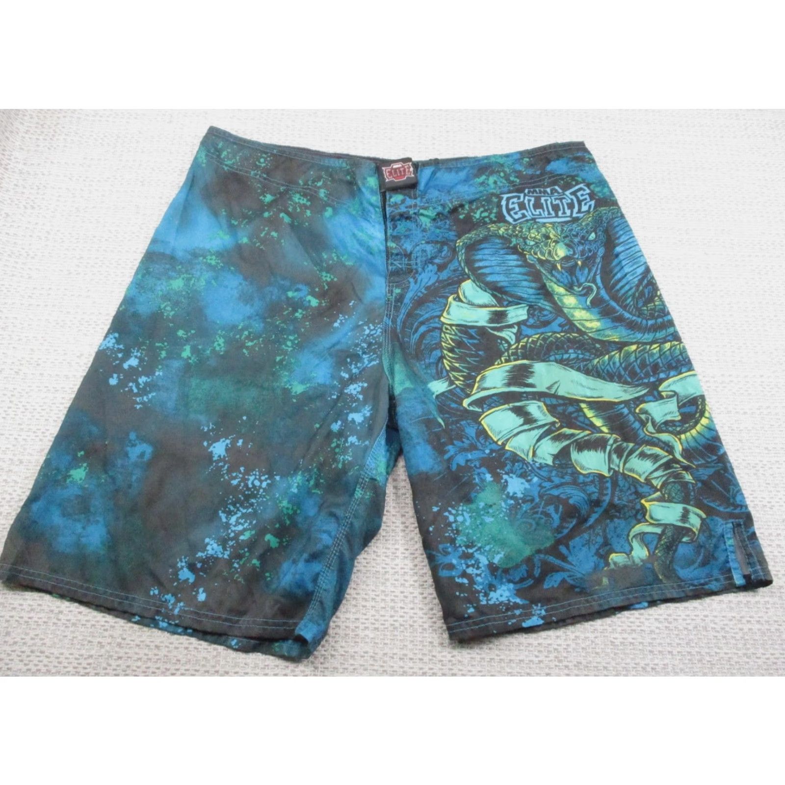Vintage MMA Elite Board Shorts Mens XL Blue Black Cobra Graphic Quick Dry Beach Swim Trunks Size US 36 / EU 52 - 2 Thumbnail