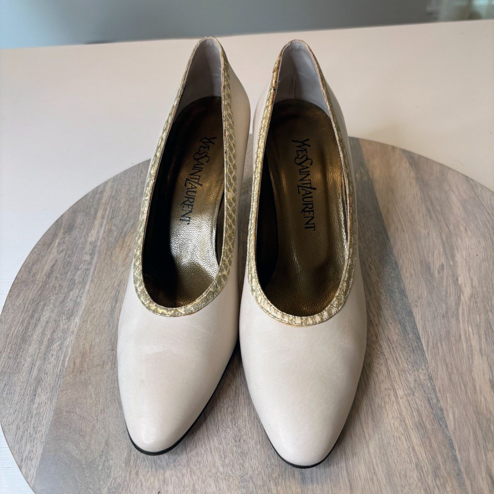 Yves Saint Laurent Yves Saint Laurent Cream Leather Pumps Heels Shoes Size 8.5 Size US 8.5 / IT 38.5 - 5 Thumbnail