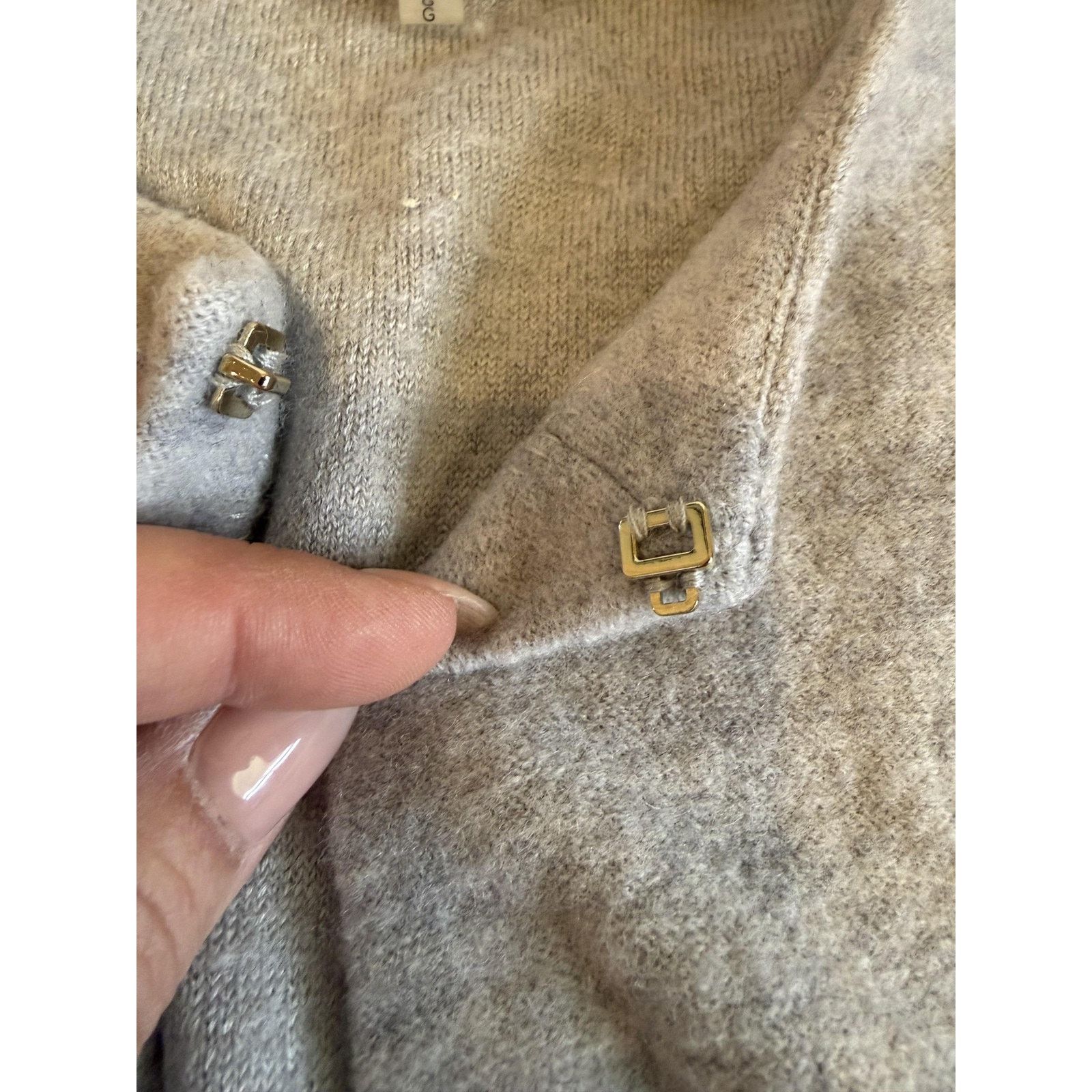 Karl Lagerfeld Karl Lagerfeld Paris Coatigan Large Gray Wool Knit Zip Trim Size L / US 10 / IT 46 - 6 Thumbnail