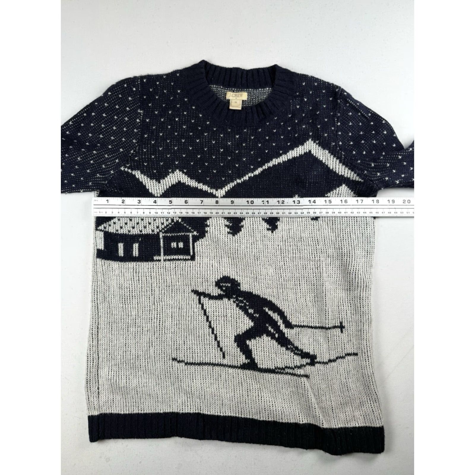 J.Crew J.CREW Intarsia Ski Scene Sweater Womens XS Blue Wool Knit Pullover Winter Cabin Fall Winter Spruce Up Size XS / US 0-2 / IT 36-38 - 4 Thumbnail