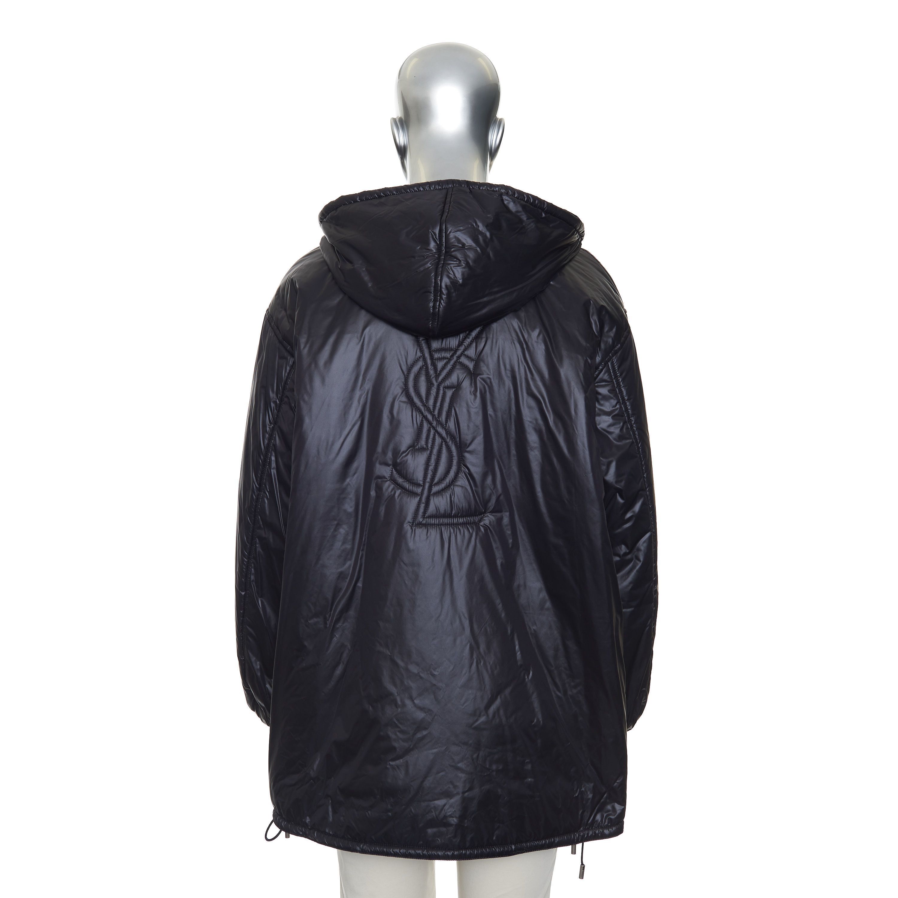 Saint Laurent Paris Hooded Anorak Jacket In Black Nylon With YSL Embroidery Size US S / EU 44-46 / 1 - 5 Thumbnail