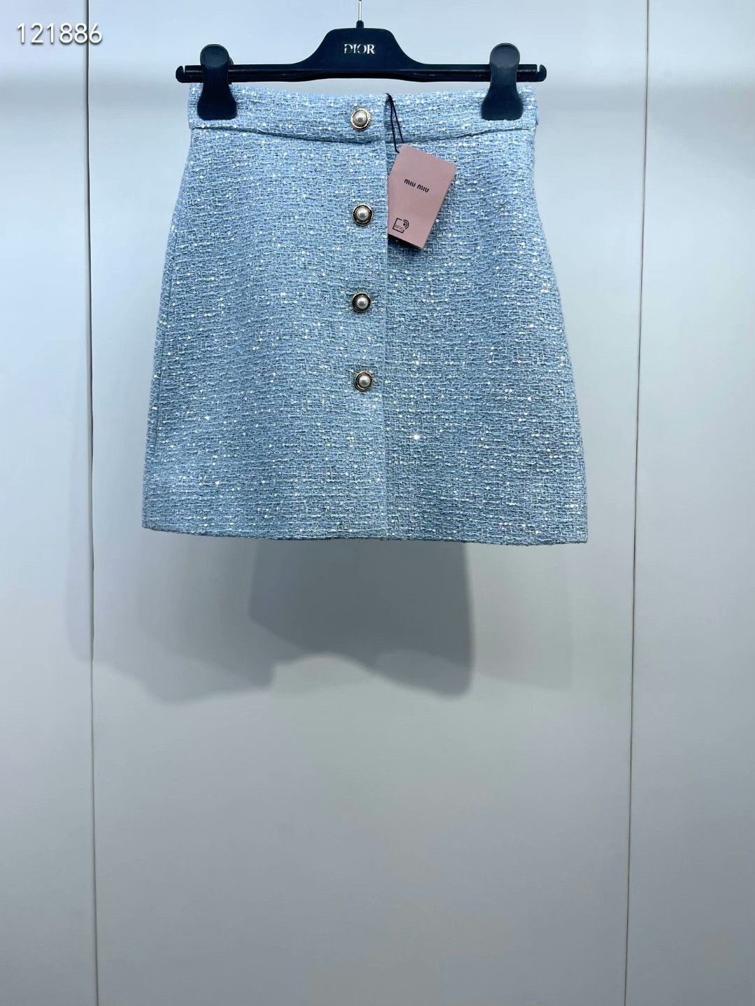 Miu Miu Miu Miu Baby Blue Sequin Skirt Size 38" / US 16 / IT 52 - 1 Thumbnail