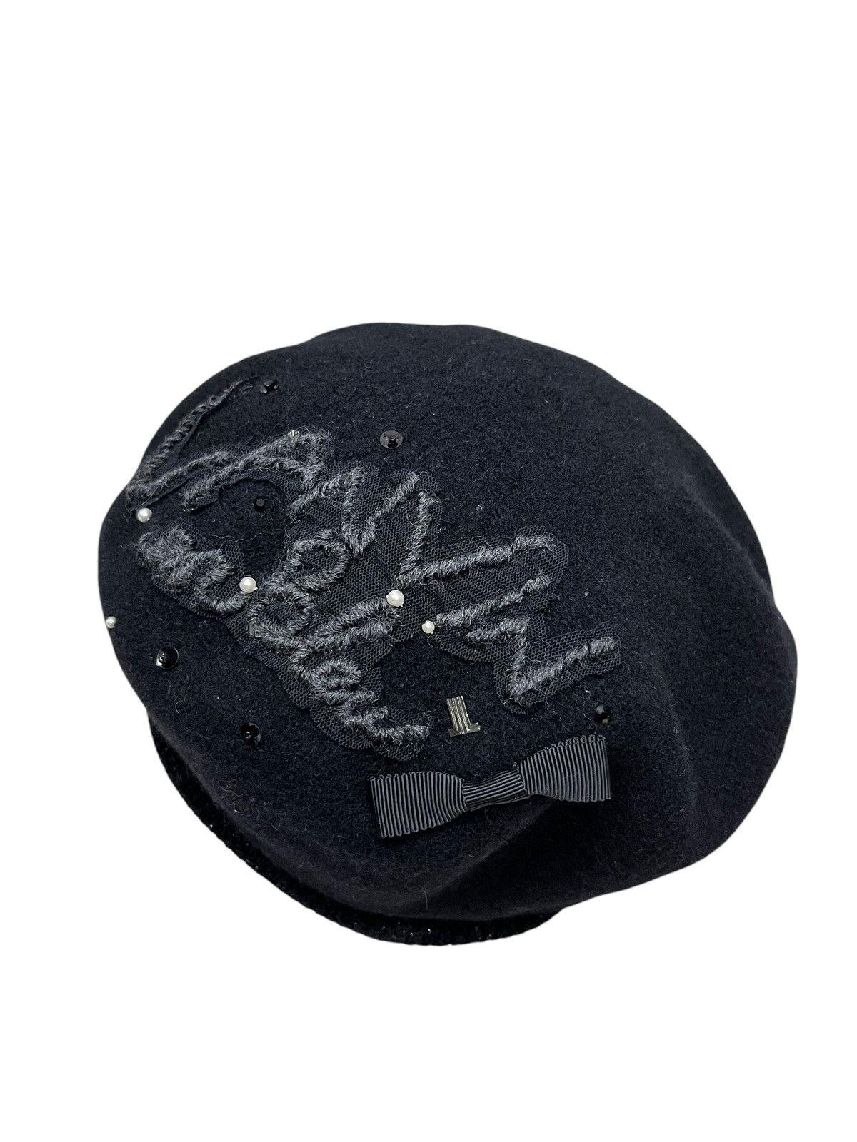 Lanvin 🔥LANVIN Embroidery Spellout Wool Beret Hat Gallery Size ONE SIZE - 4 Thumbnail