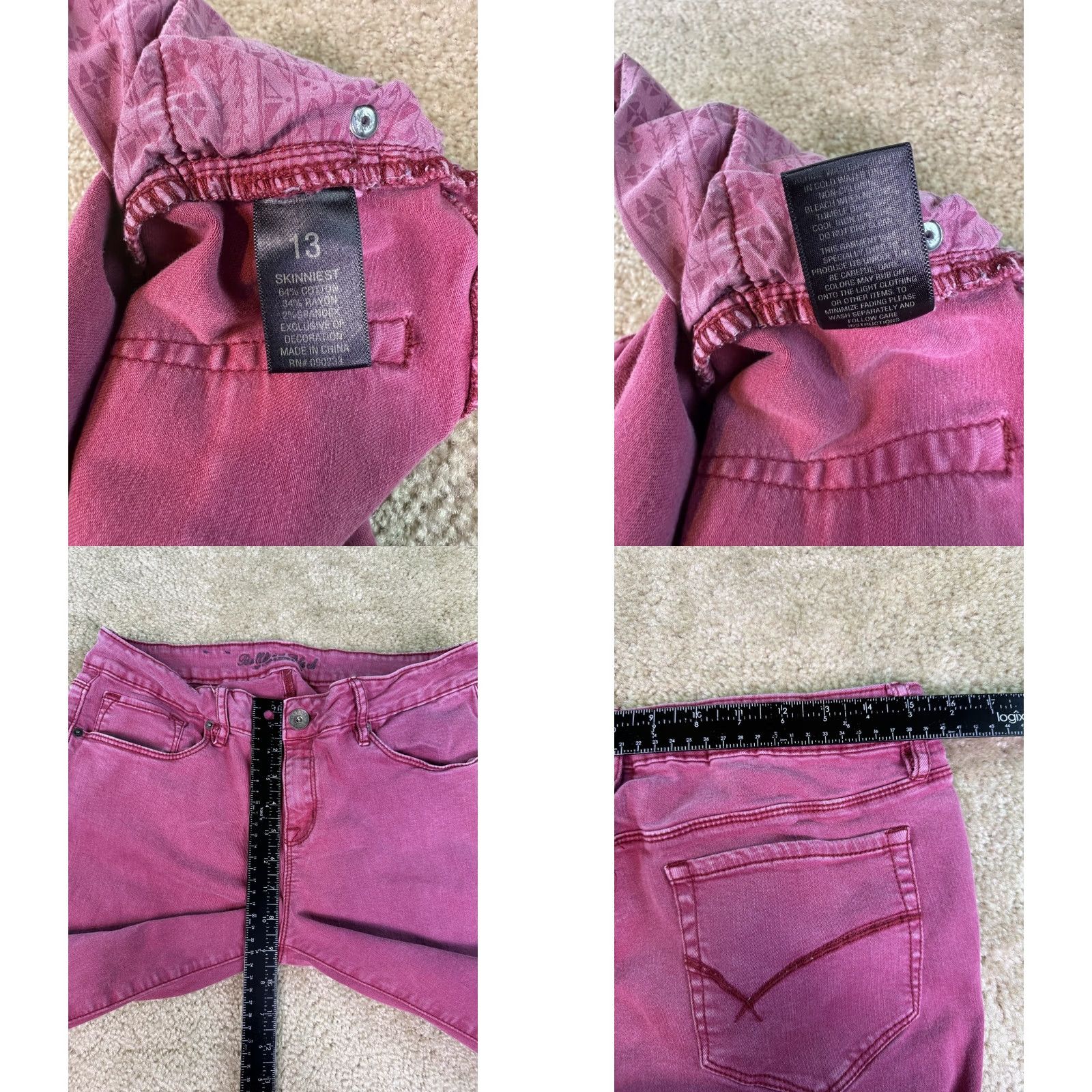 Denime Bullhead Pink Jegging Skinny Jeans Stretch Size 13 Skinniest D478 Size 34" / US 12 / IT 48 - 8 Thumbnail