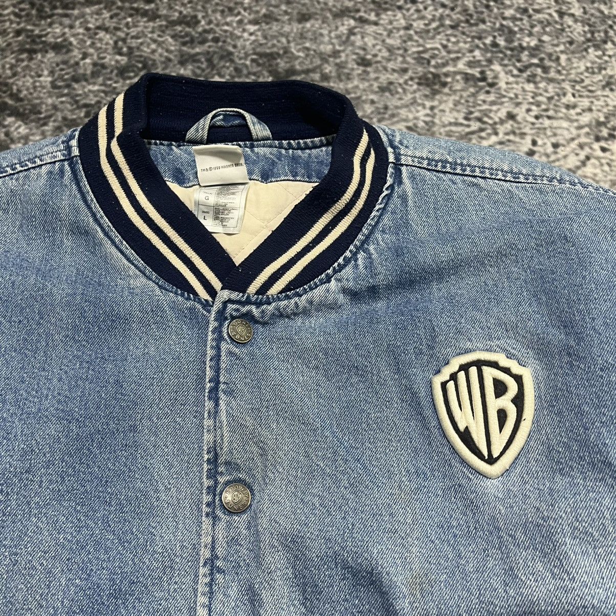 Warner Bros Vintage 90s Looney Tunes Embroidered Denim Varsity Jacket Size US L / EU 52-54 / 3 - 4 Thumbnail