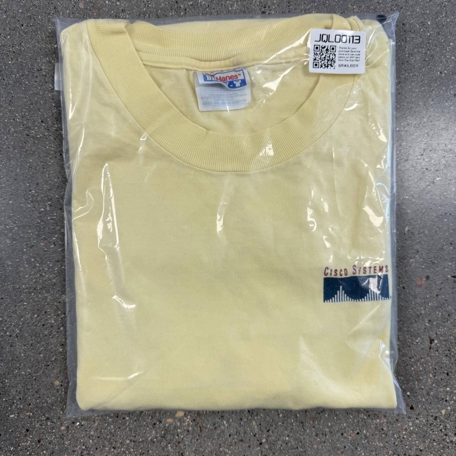 Hanes Vintage Cisco Systems T-Shirt Hanes Beefy-T 2XL Yellow GRAIL Size US XXL / EU 58 / 5 - 12 Thumbnail