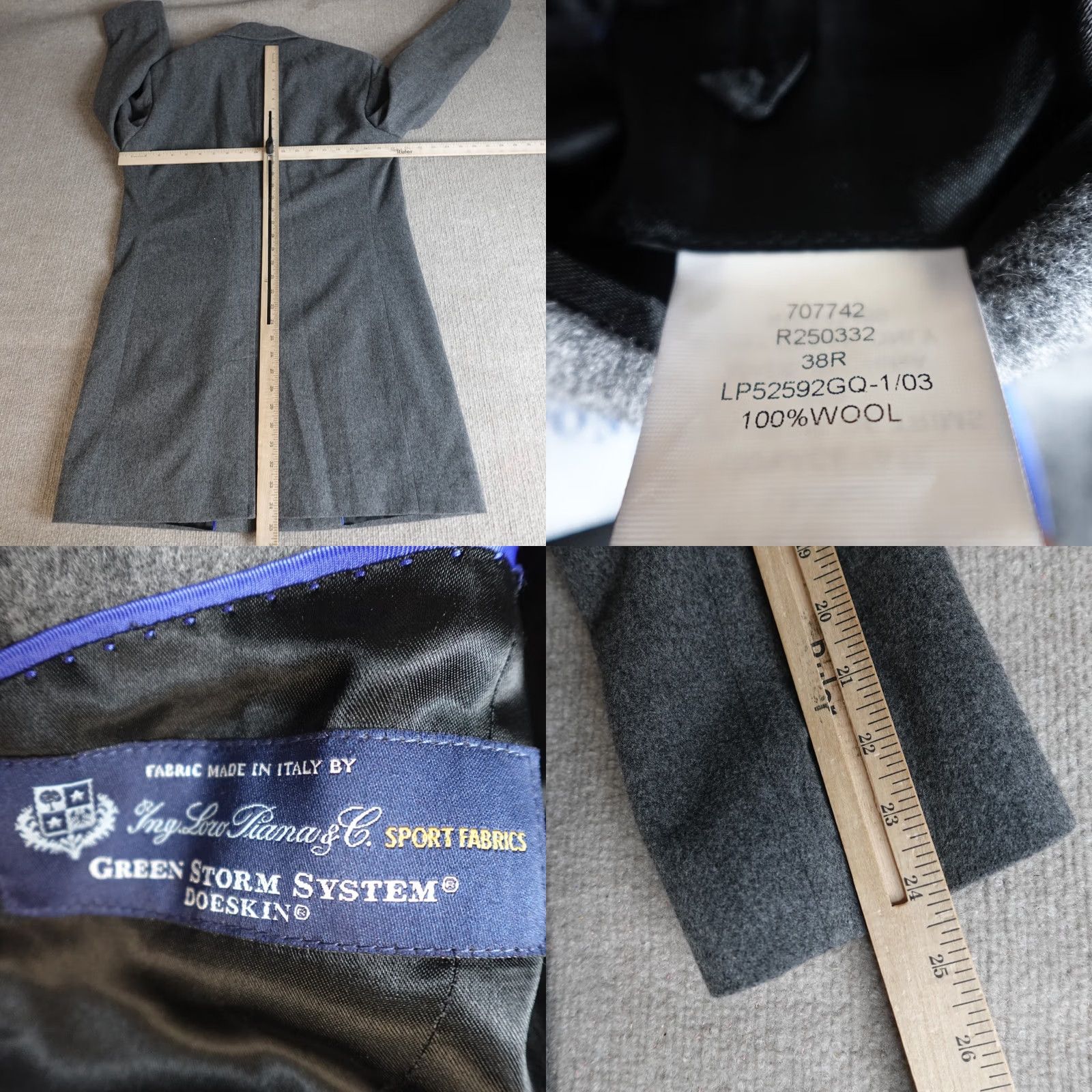 Vintage Tom James Topcoat 38R Gray Wool Overcoat Mens Size US XXS / EU 40 - 8 Thumbnail