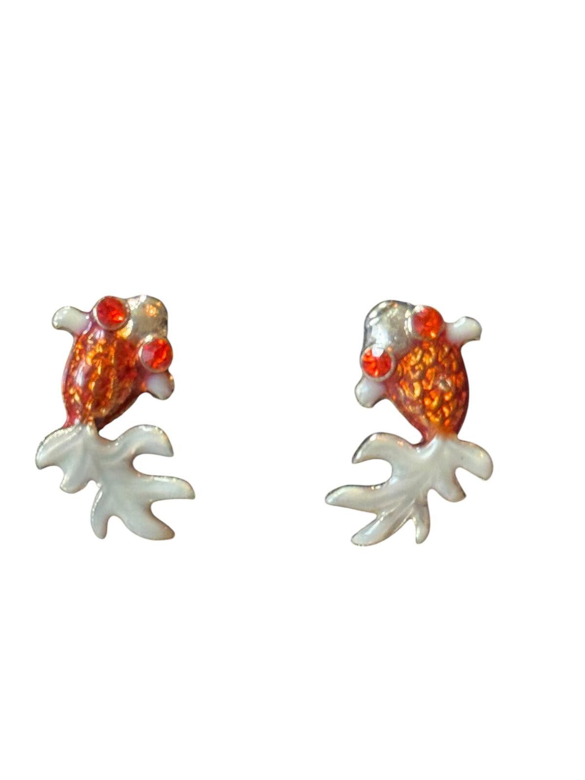 Other Betsey Johnson Orange and White Fish-Shaped Earrings Size ONE SIZE - 1 Thumbnail