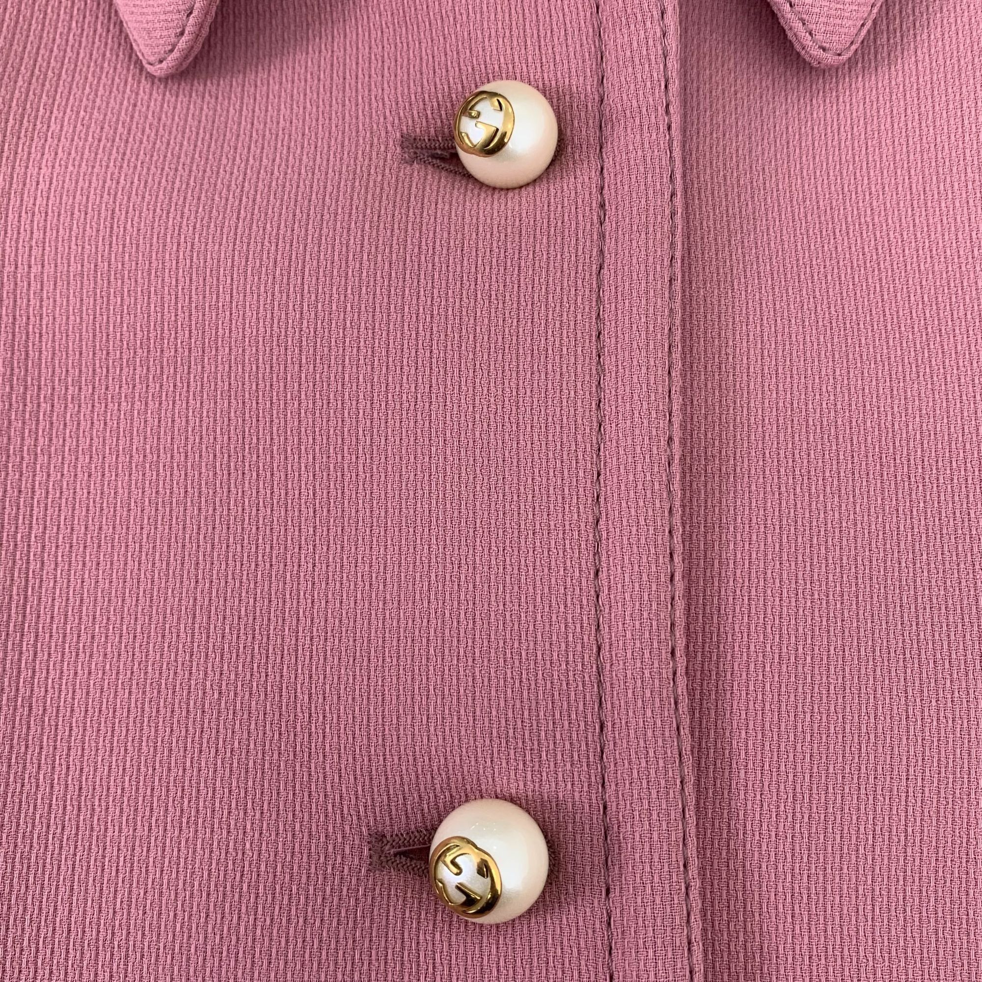 Gucci Gucci Dusty Rose Wool Blend Long Coat With Gold Button Size S / US 4 / IT 40 - 6 Thumbnail