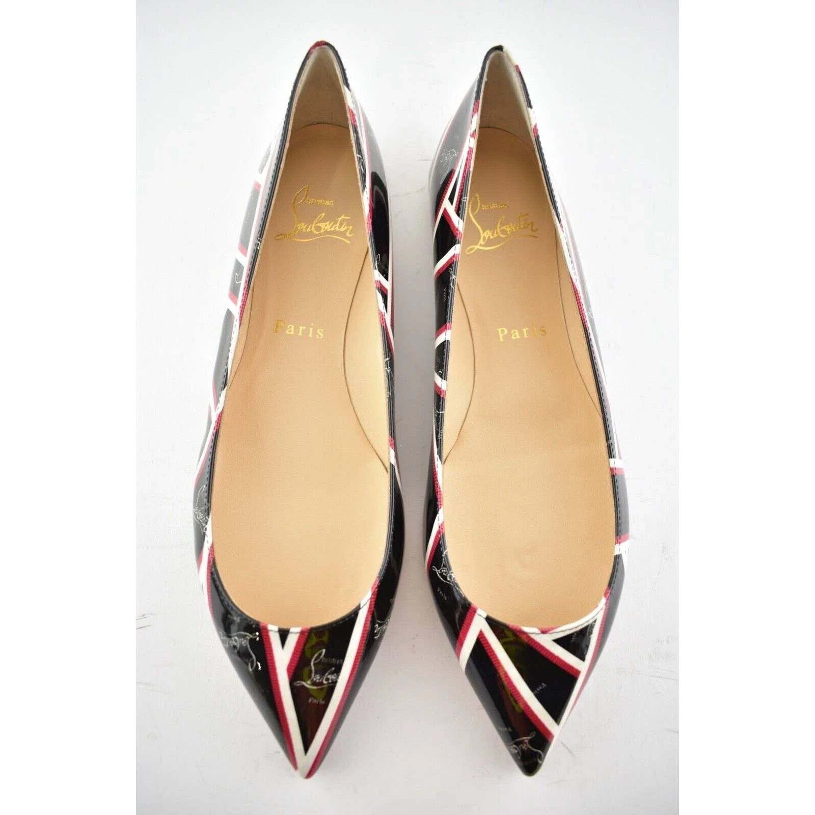 Christian Louboutin Christian Louboutin Ballalla Flat Patent Ribbon Black Red Size US 7 / IT 37 - 5 Thumbnail