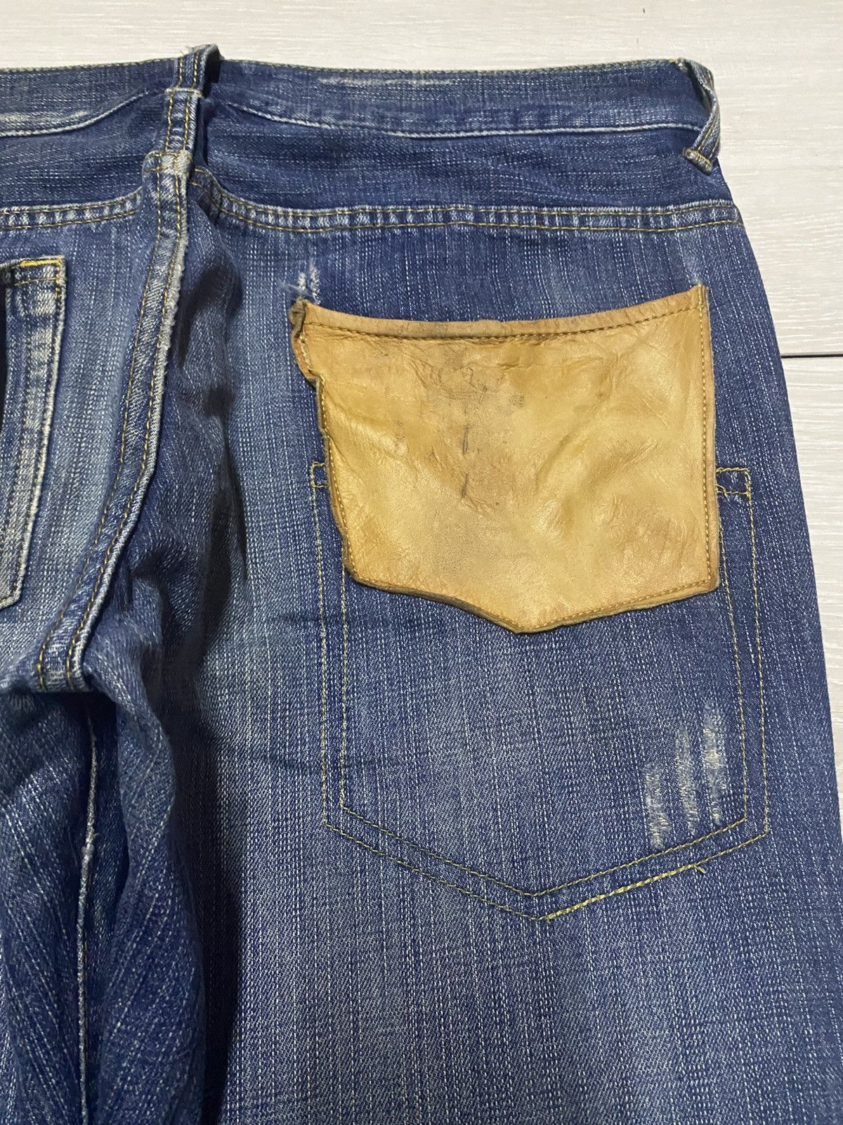 Le Grande Bleu (L.G.B.) Japanese L.B.H Vintage Blue Wash Spike Pocket Loose Jeans Size US 33 - 10 Thumbnail