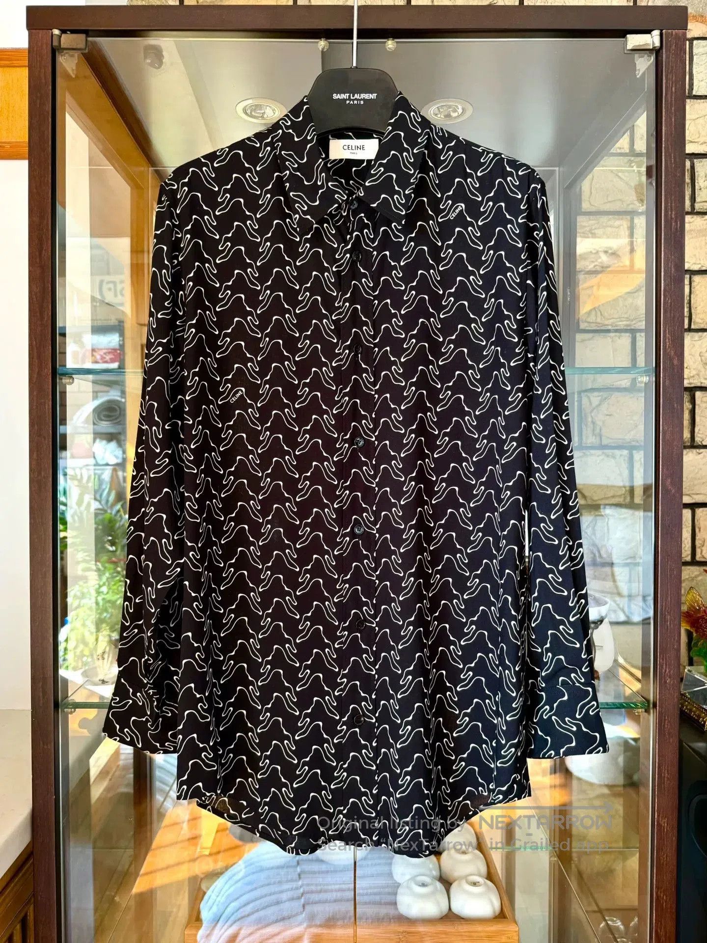 Celine celine black and white silk shirt. Size M / US 6-8 / IT 42-44 - 1 Thumbnail